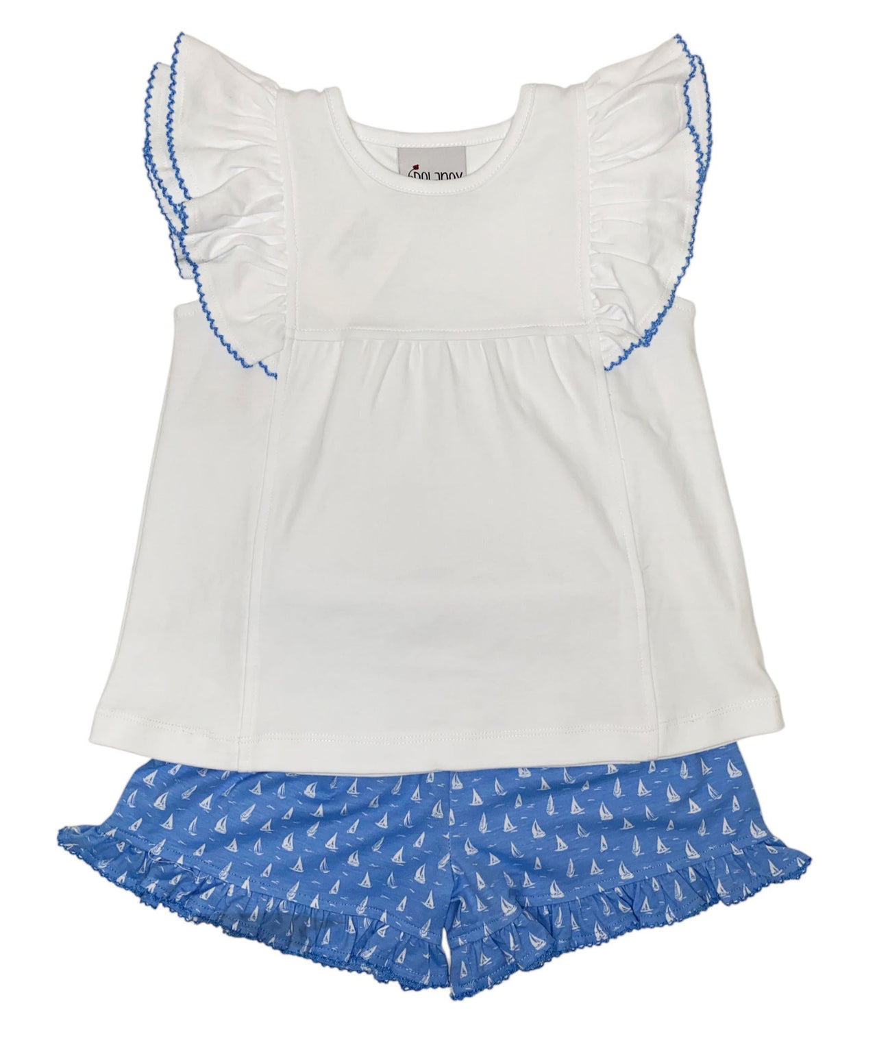 Delaney Girls Flutter Sleeve Sailboat Ruffle Short Set DEFS25-193 5201