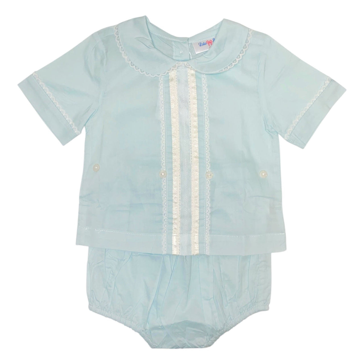 Lulu Bebe Blue Lace Button On Bloomerset Patrick-BLUE 5202