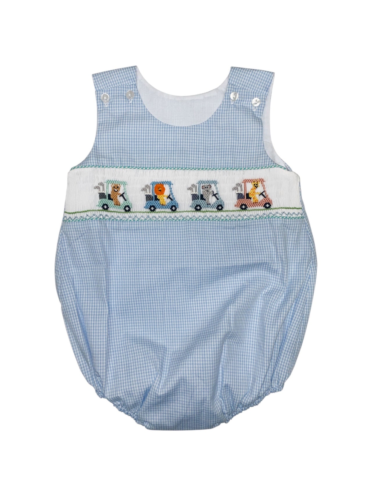 Lulu Bebe GACR Smocked Sleeveless Boy Bubble CAM-12 5202