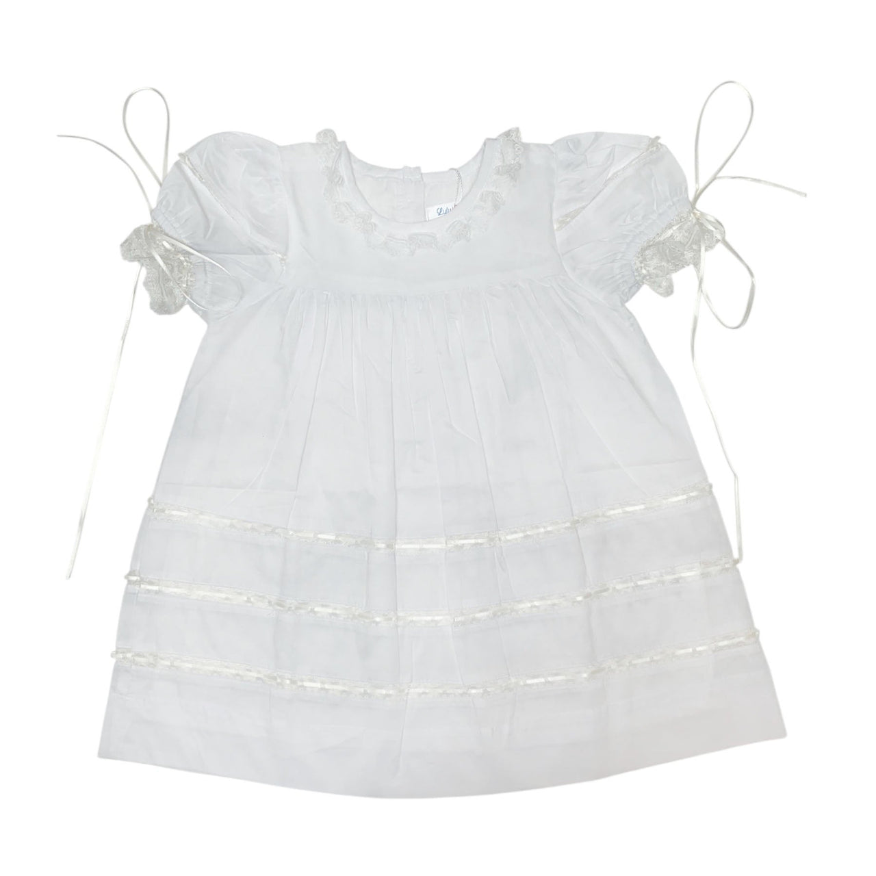 Lulu Bebe White Lace Ribbon Dress VICTORIA-WHITE 5202