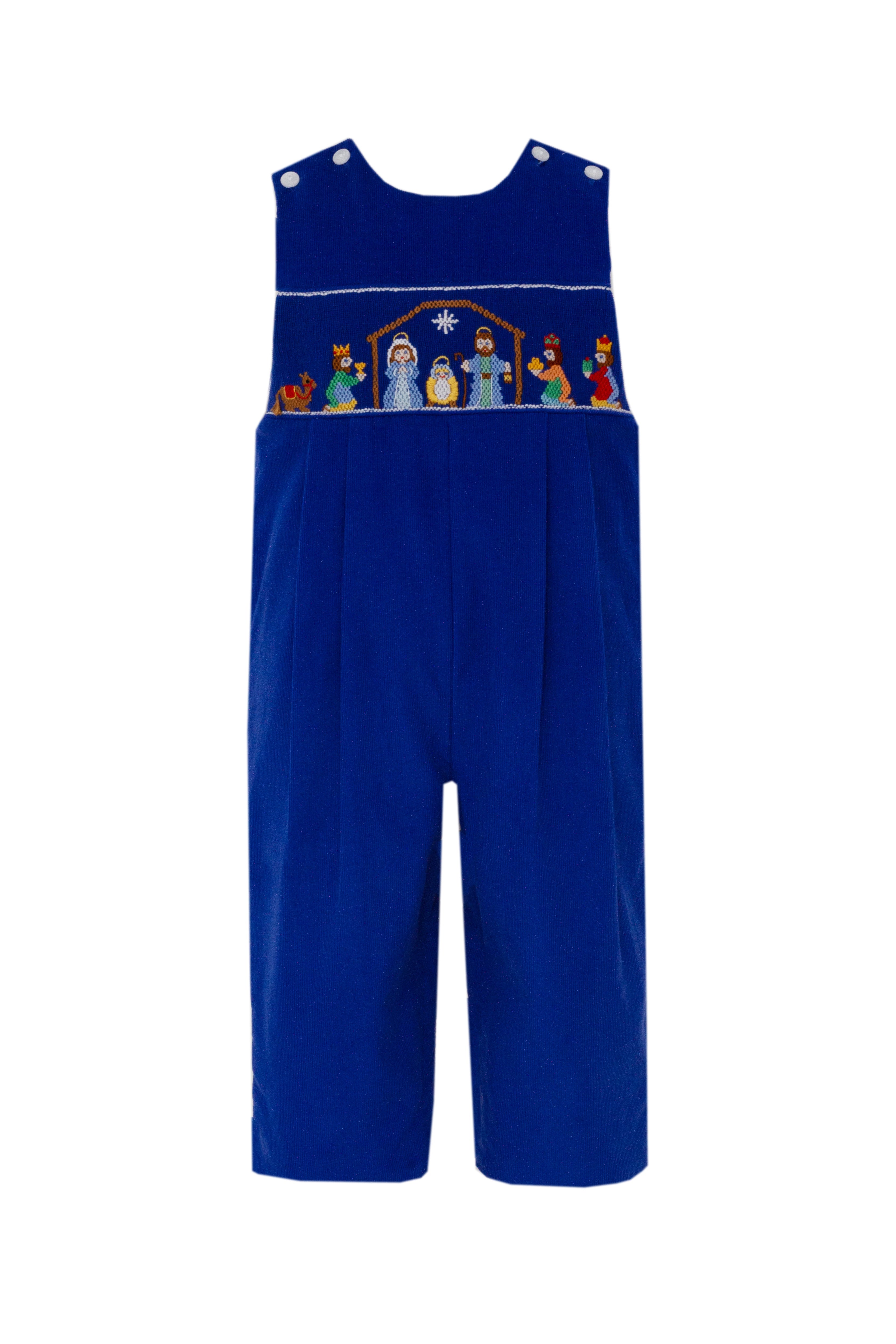 Anavini Nativity Boy's Royal Blue Corduroy Long Jon Jon 325K-AH25 5210