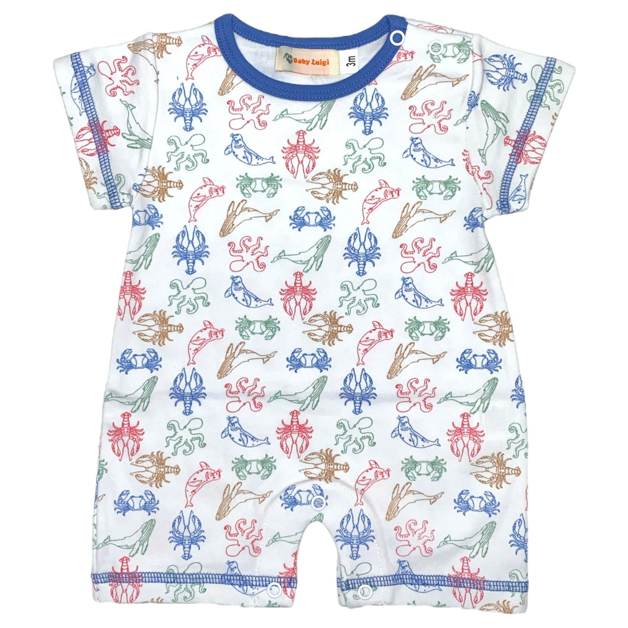 Luigi S/S Sea Life Print Boy Romper 5202