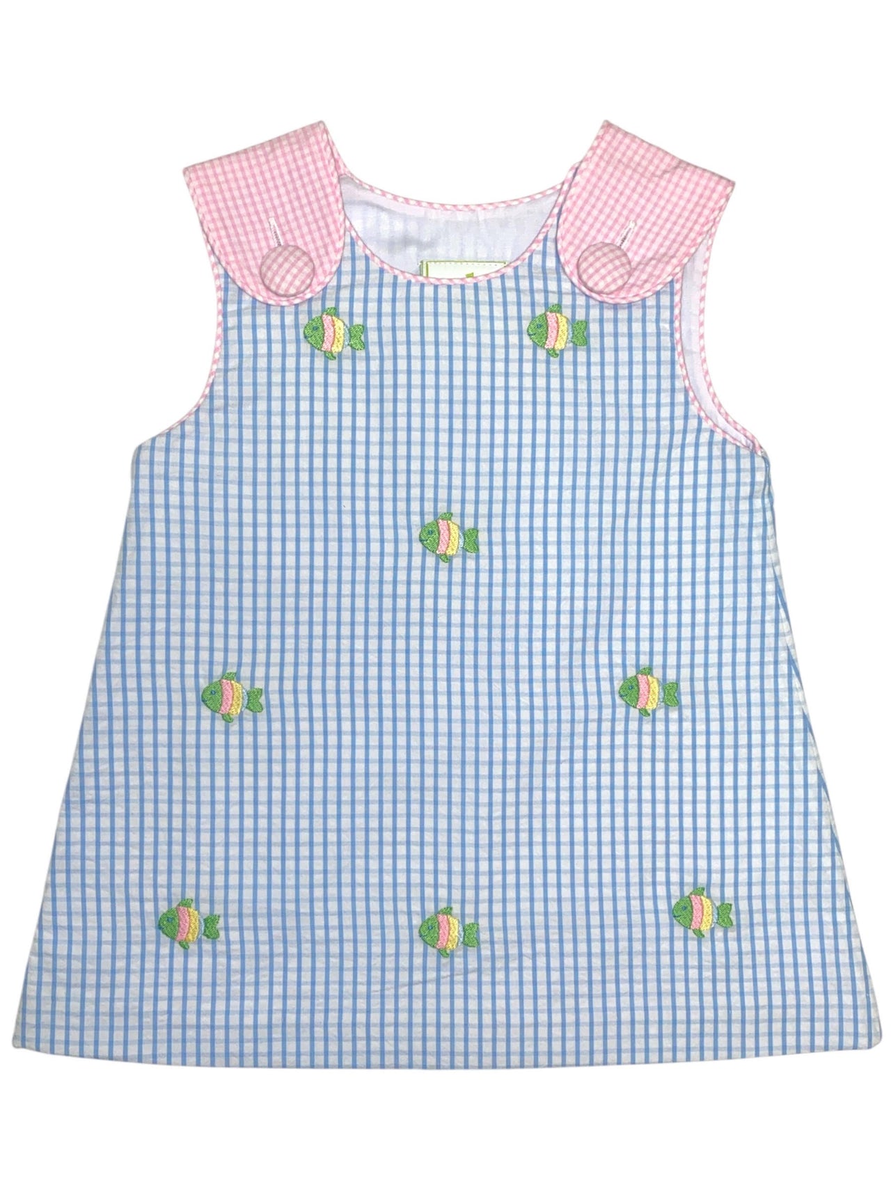 Zuccini Fish Blythe Dress Seaside Windowpane Seersucker 5202