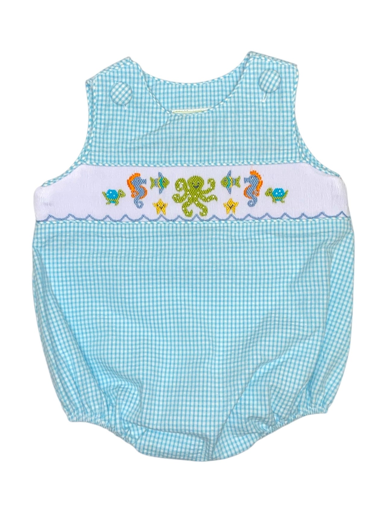 Zuccini Under the Sea Christopher Sunsuit Sky Mini Seersucker 5202