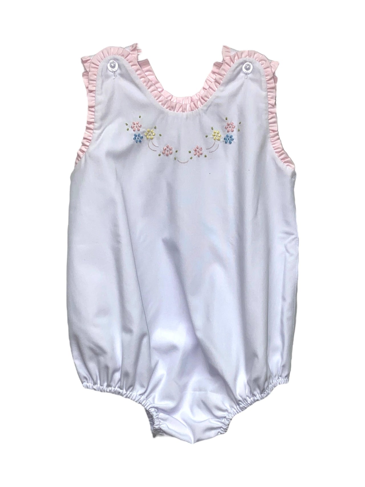 Auraluz Sleeveless bubble White/Pink Satin Flower Embroidery 658 5202