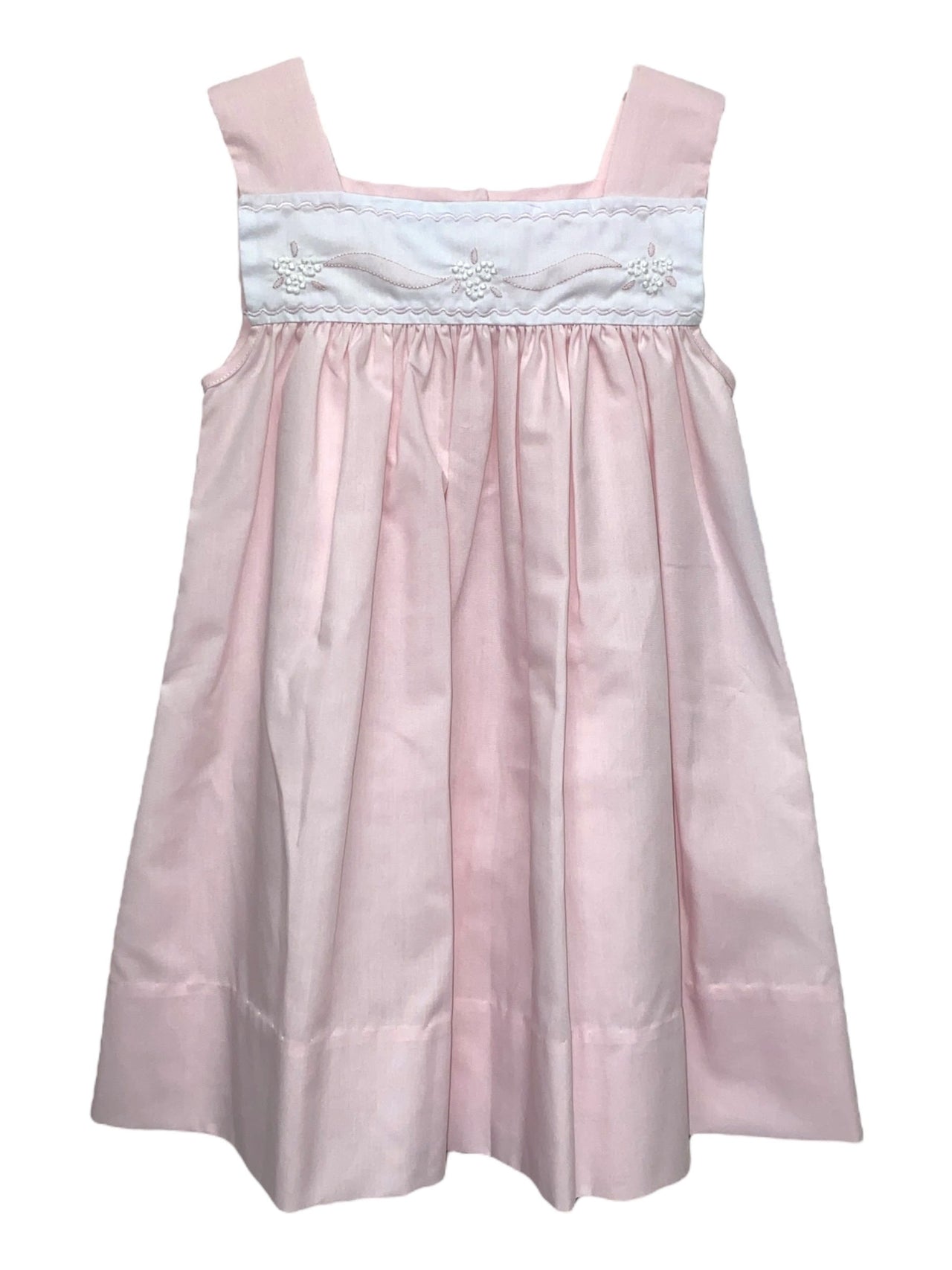 Auraluz Pink Sundress W/Shadow Embroidery & White Flower Emb 240 5202