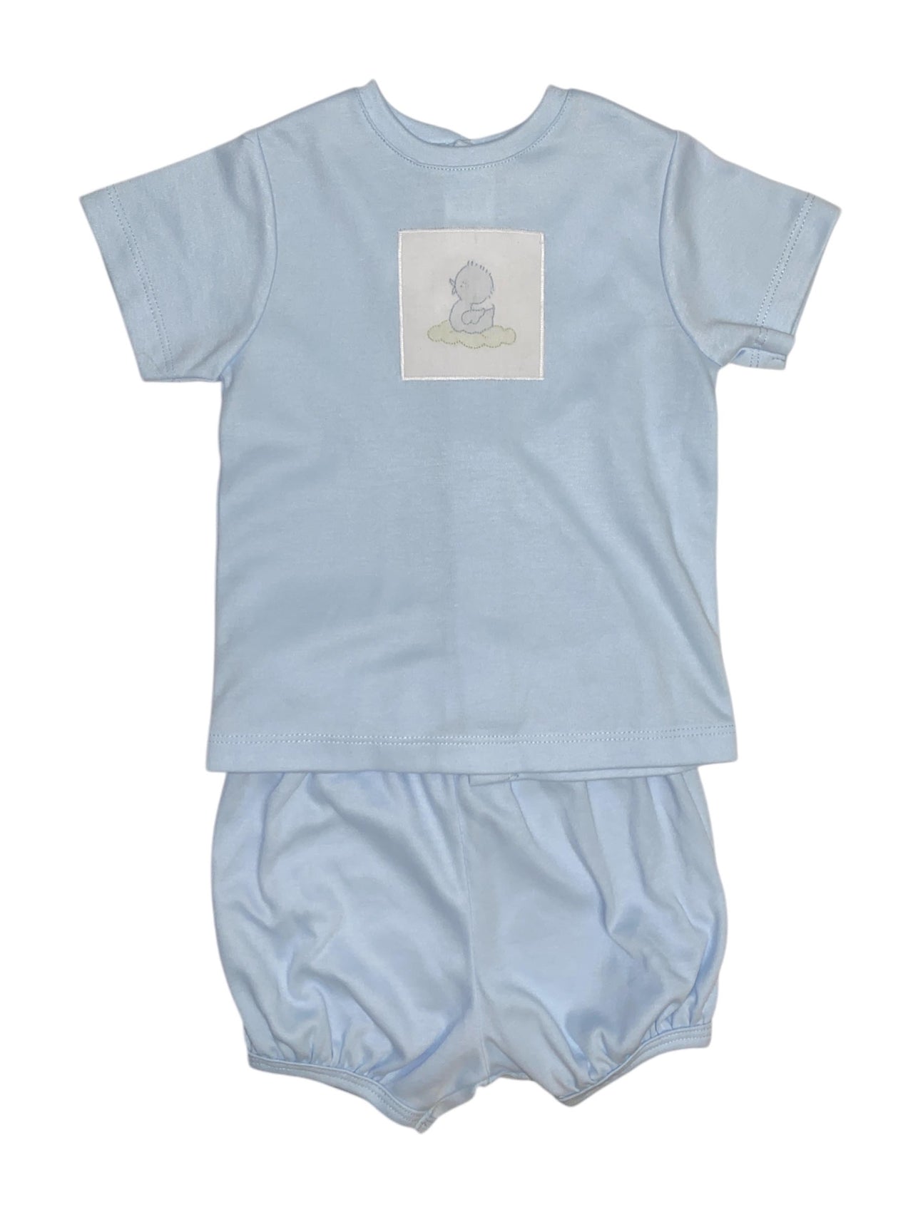 Auraluz Blue Knit 2pc Boy Set W/Shadow Embroidery 6825 5202