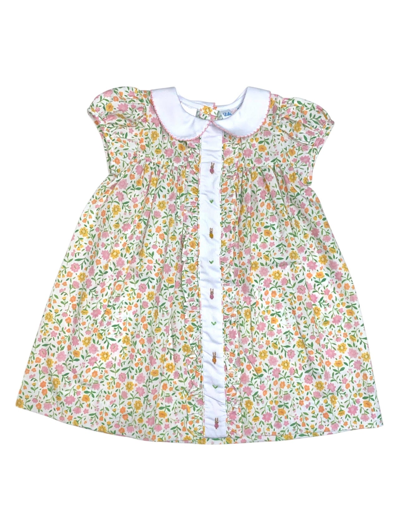 Lulu Bebe Floral Dress W/Bullion Rabbits Molly-5-SPRF 5202