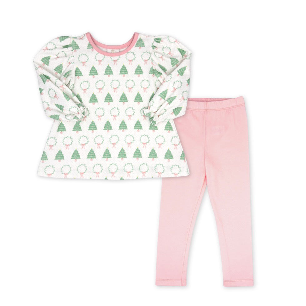 Lullaby Set Faith Legging Set Long Sleeve Christmas Tree Pensacola Pink 5109