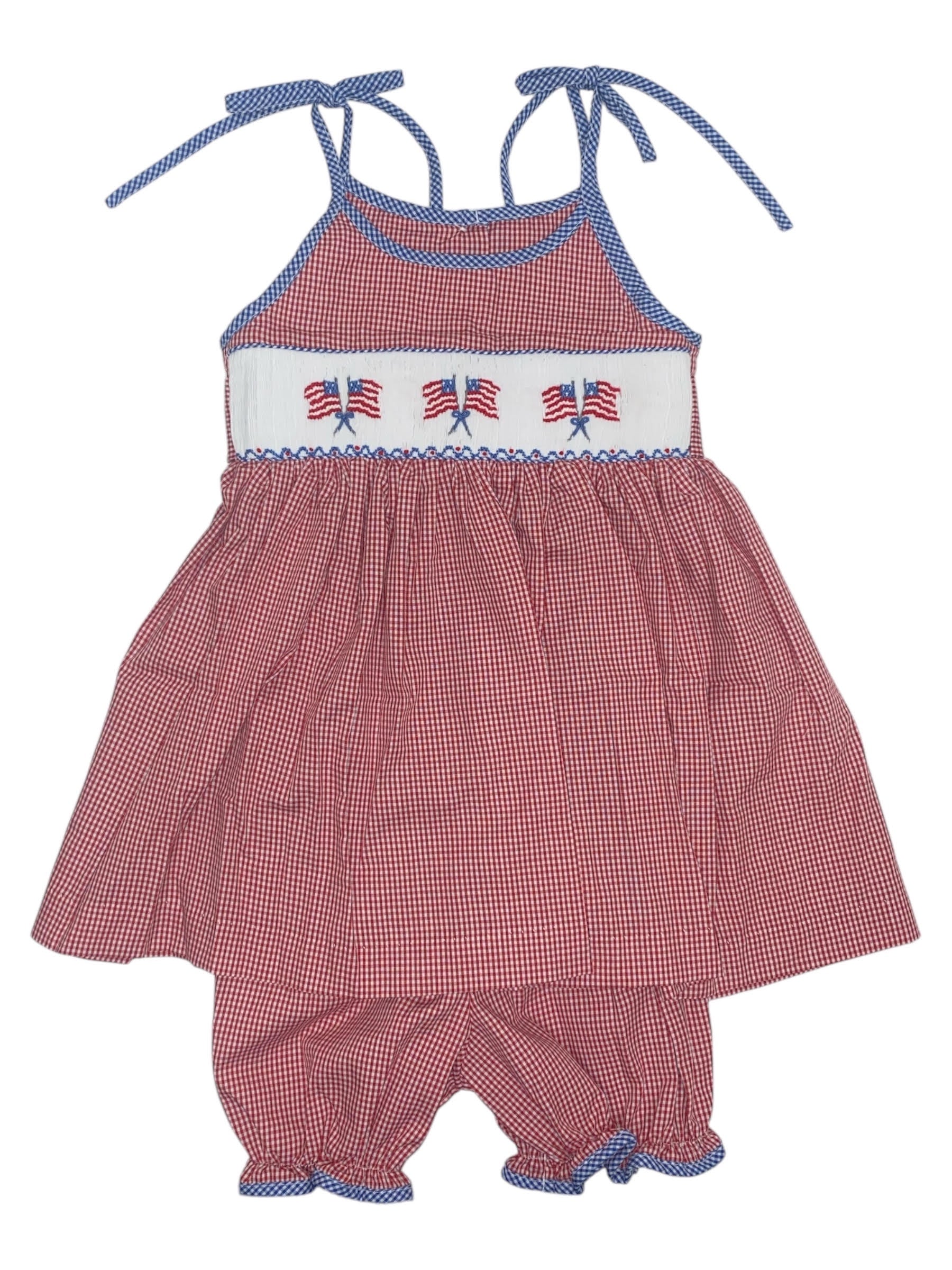 Lulu Bebe Flag Smocked Spaghetti Strap Shortset JOICE-S-28 5204