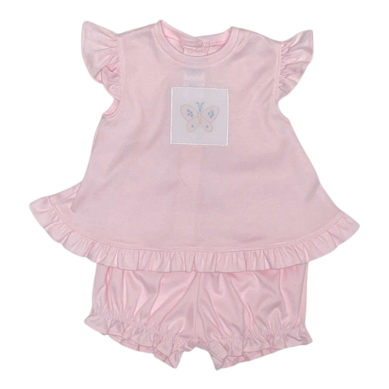 Auraluz 2pc Pink Knit Short Set w/Shadow Emb 6831 5204