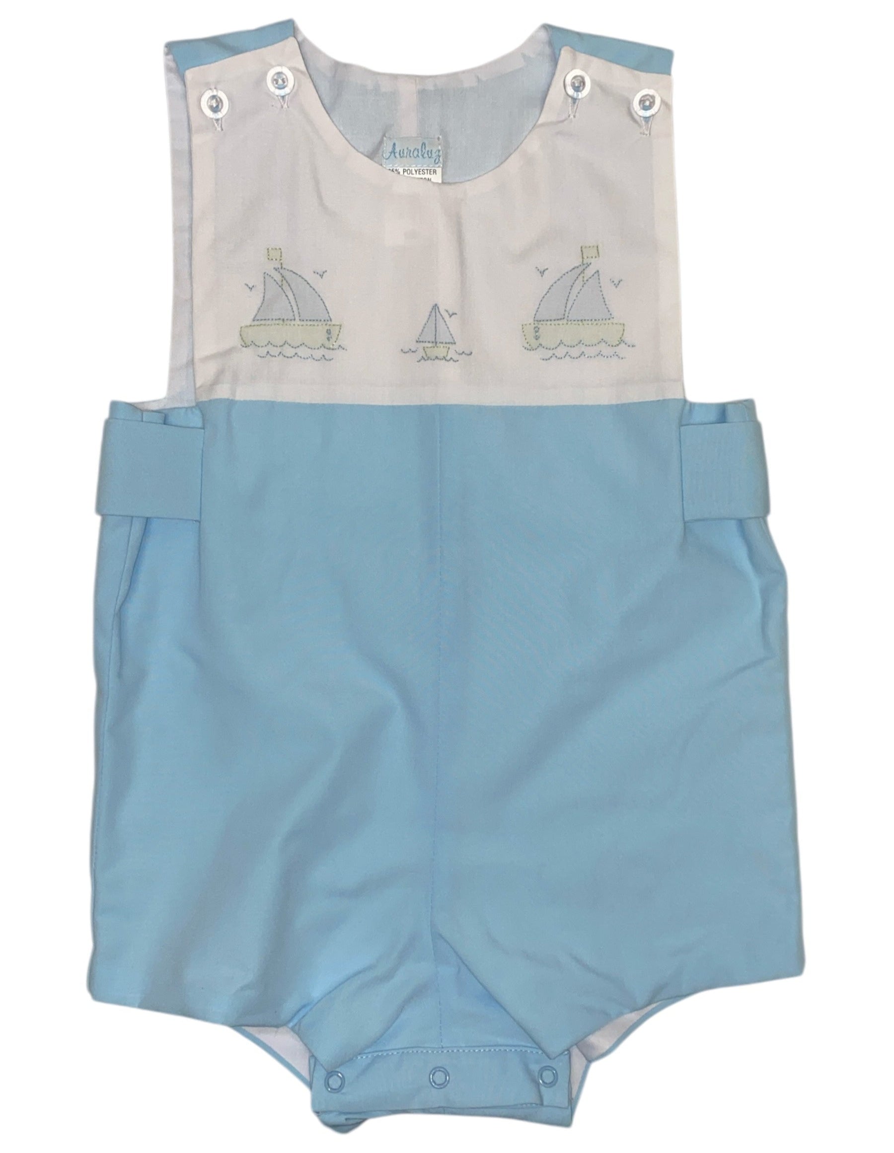 Auraluz Sleeveless Shortall Blue W/White Yoke Blue Boat 540 5204