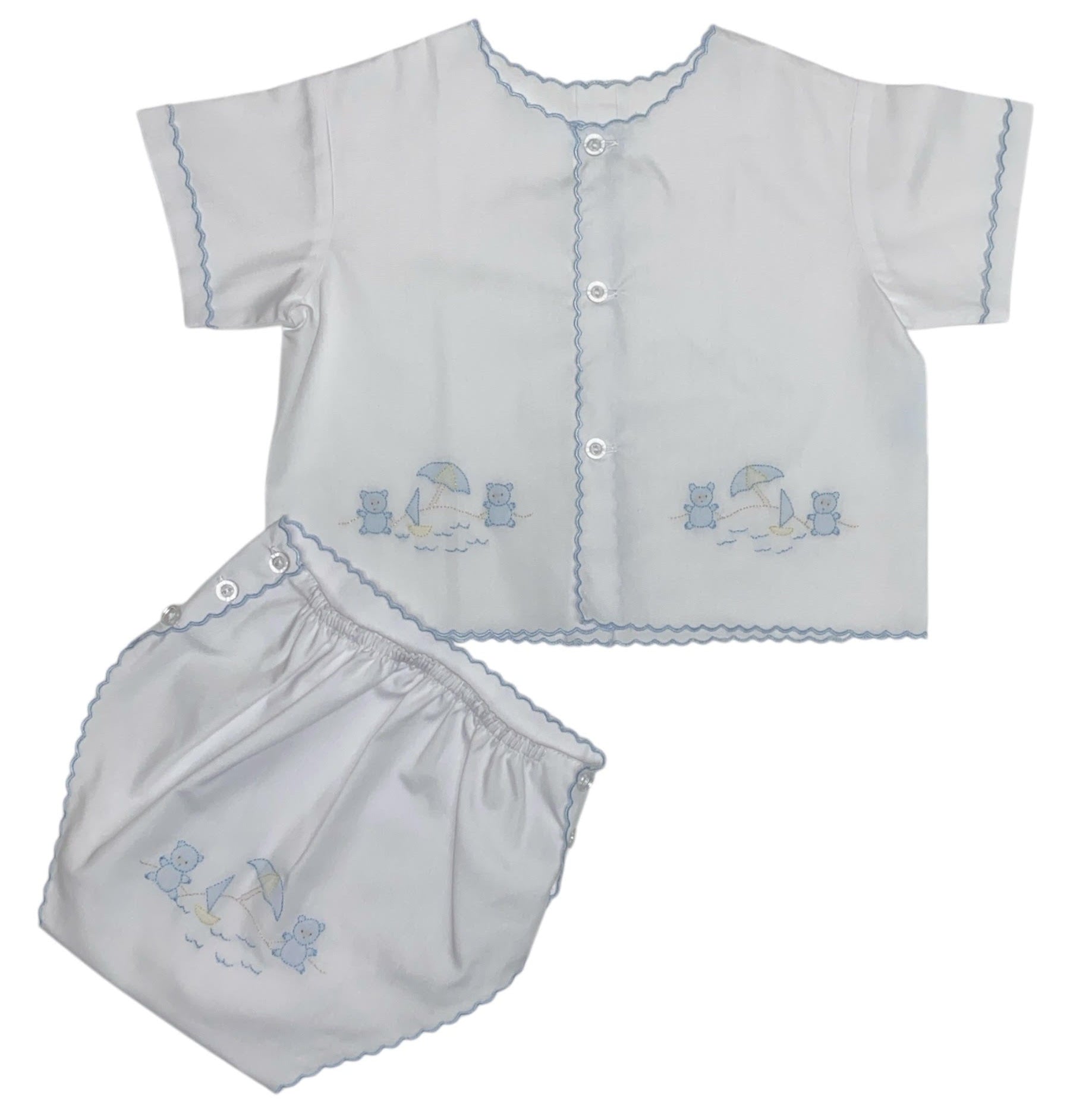 Auraluz Diaper Shirt & Diaper Cover W/Bear Shadow Emb 608/150 5204