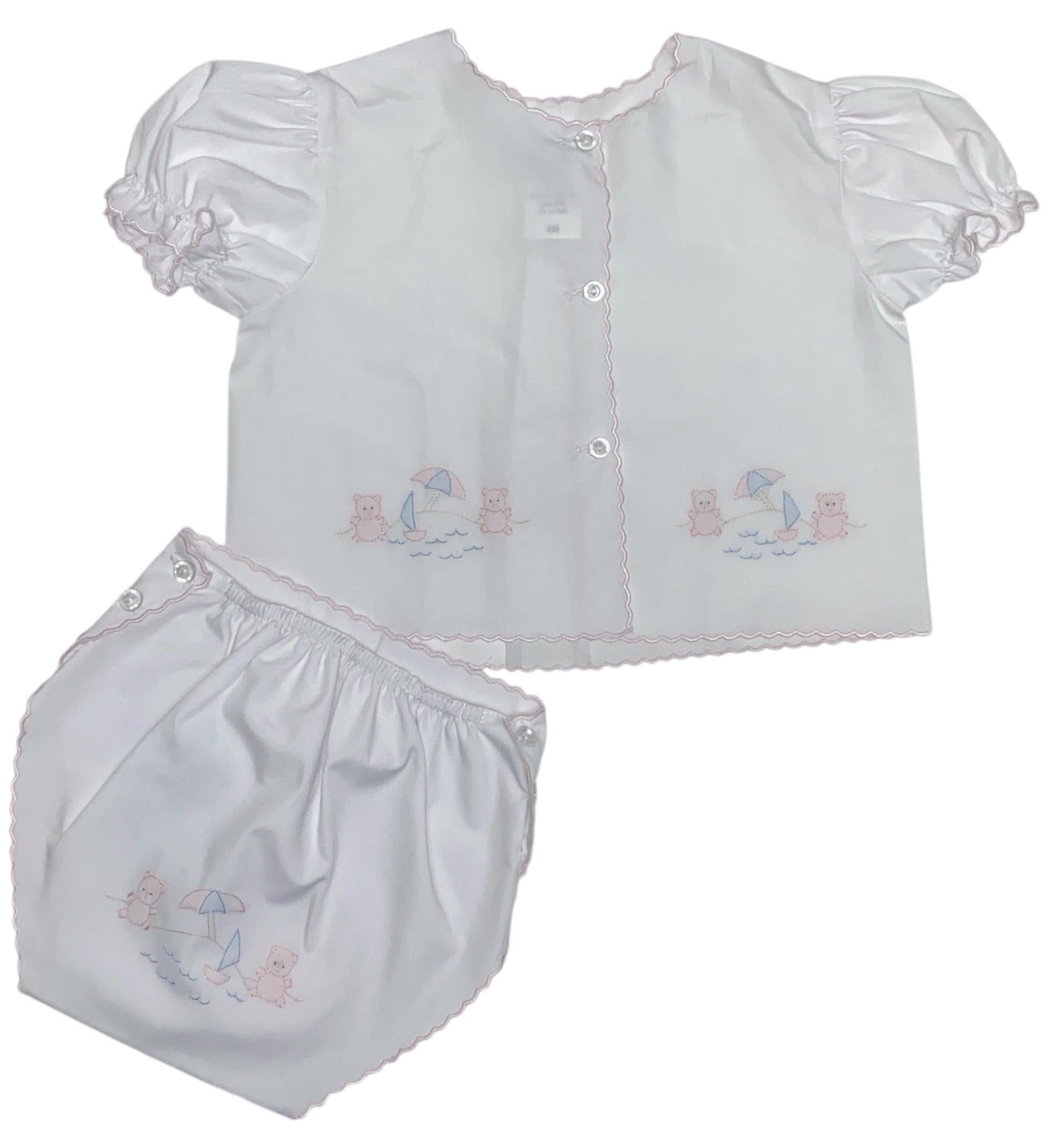 Auraluz Diaper Shirt & Diaper Cover W/Bear Shadow Emb 608/150 5204