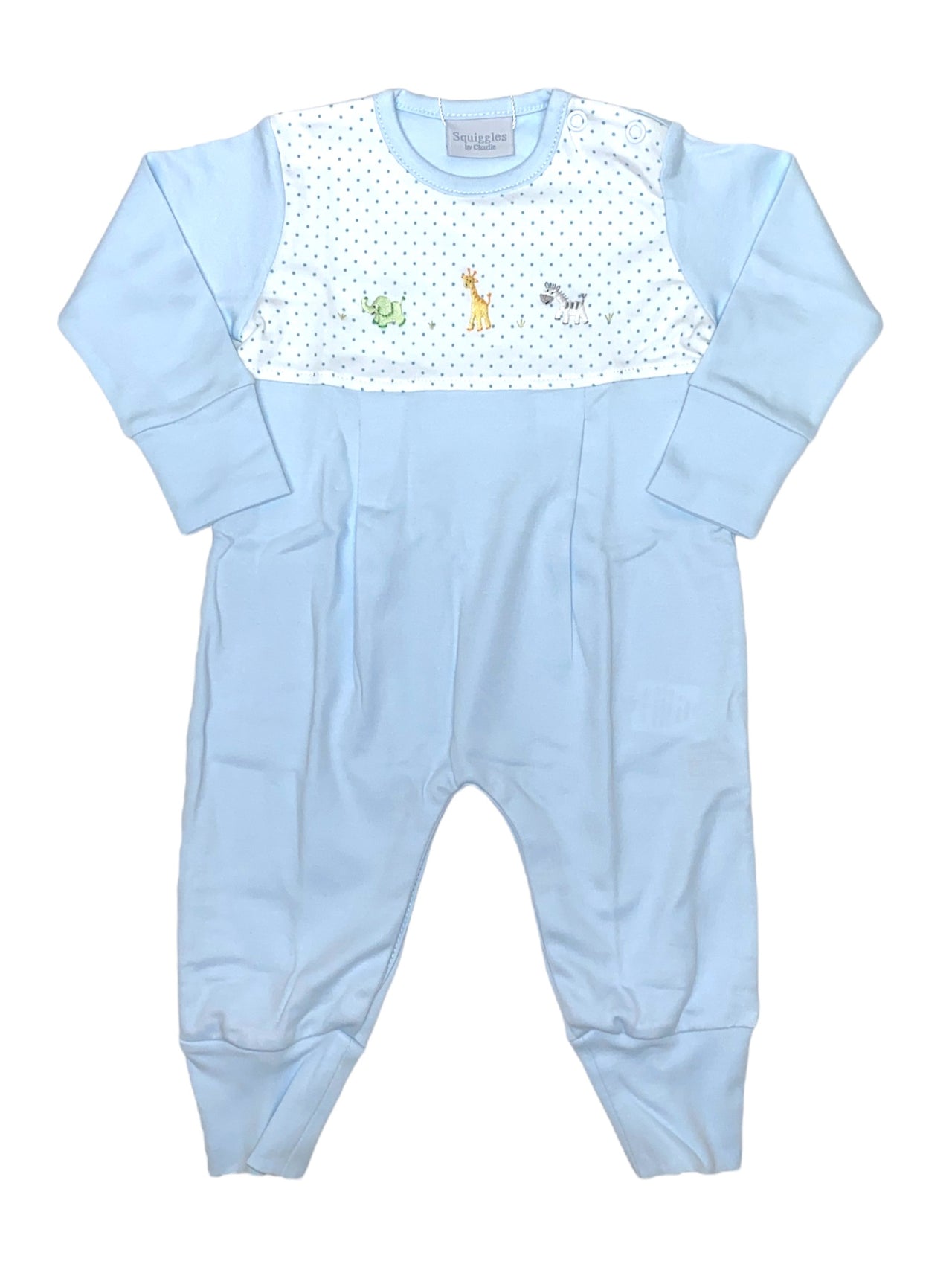 Squiggles Boys Mini Safari Longall Blue Dot Yoke & Sleeves M265B/18 5207