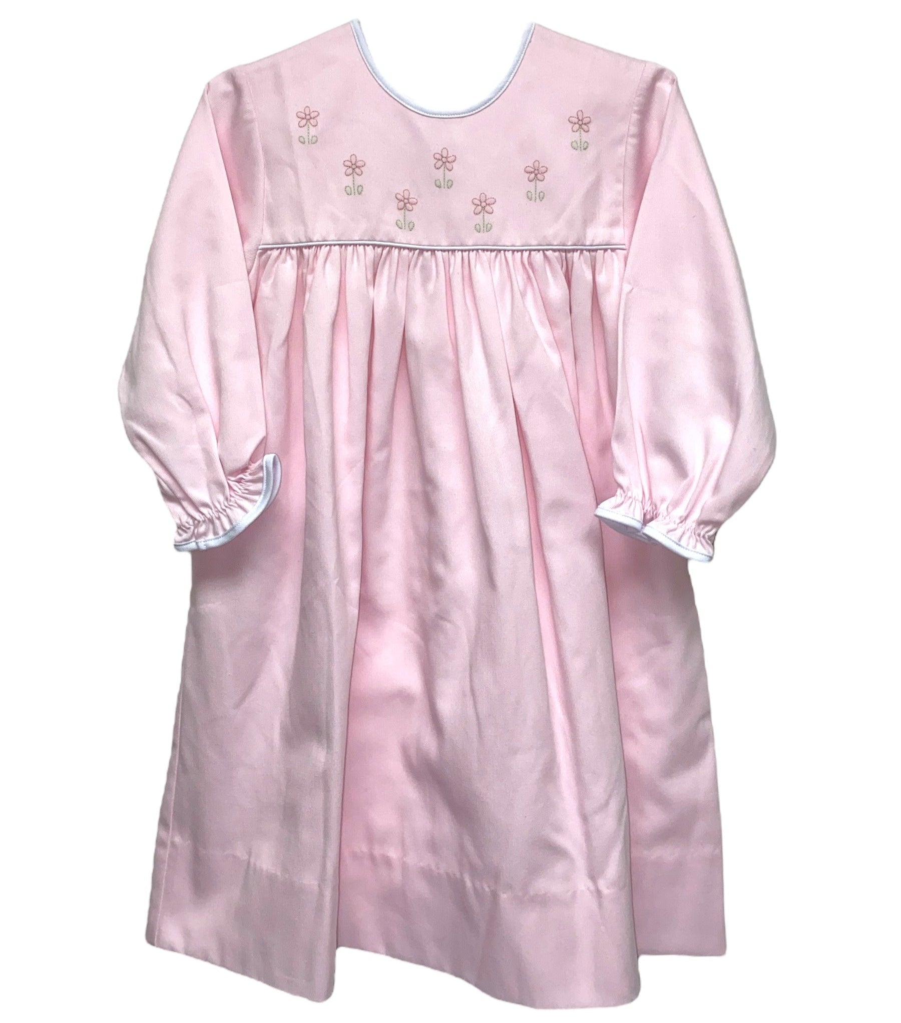 Auraluz Pique Dress W/Flower Embroidery Pink/White 2740 5207