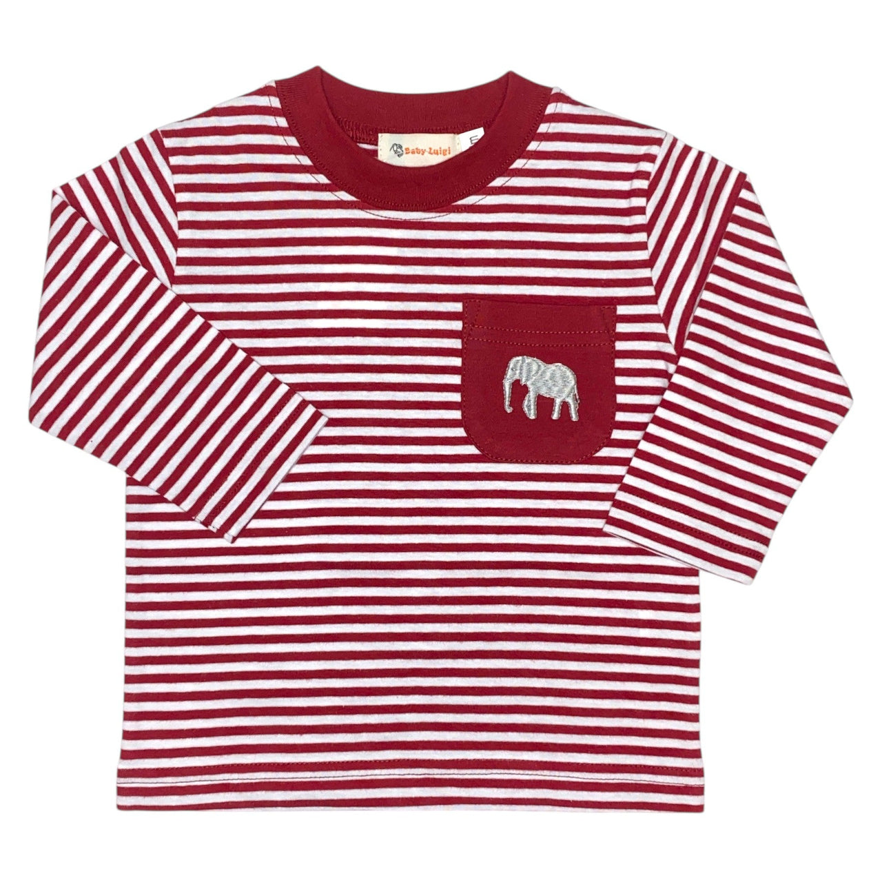 Luigi Burgundy/White Stripe LS/T-Shirt Elephant Embroidery 5207