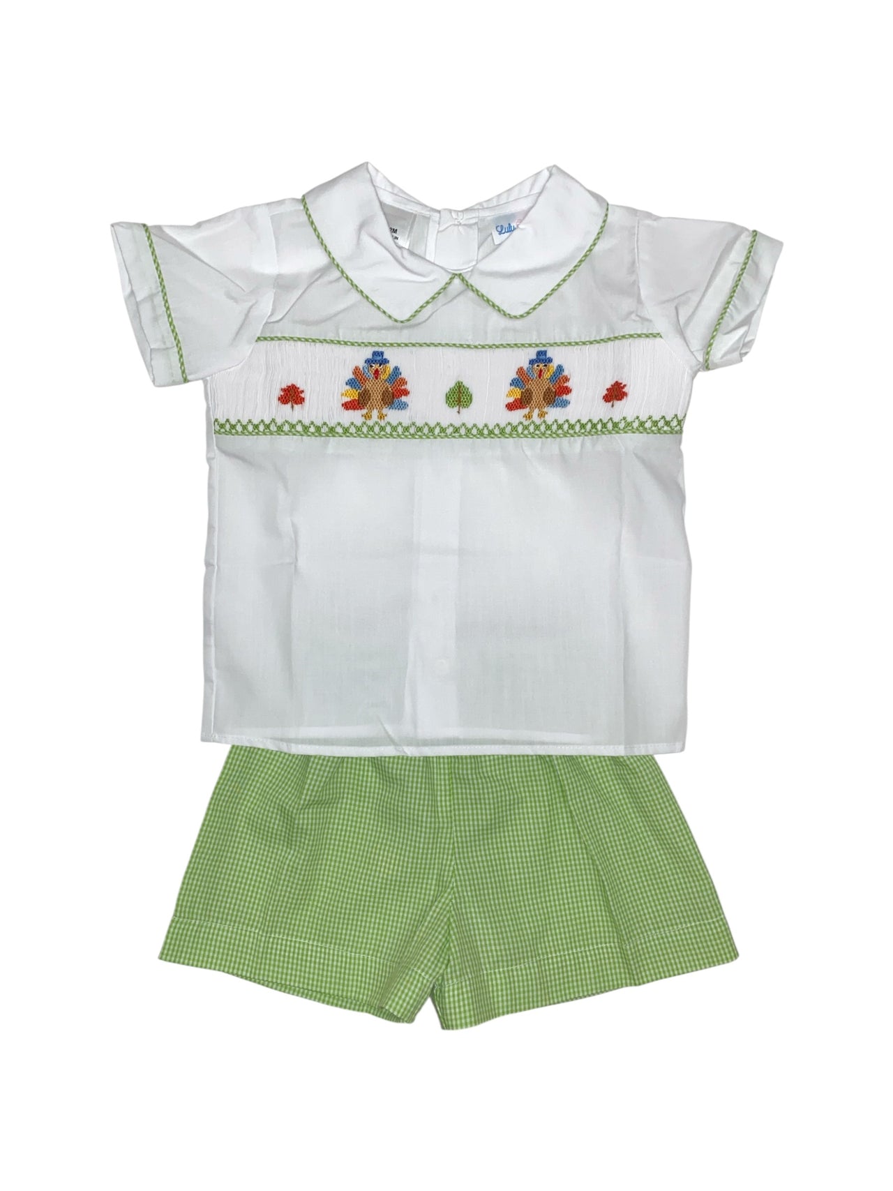Lulu Bebe Turkey Smocked Short Set Peter Pan Collar DREW-9 5208