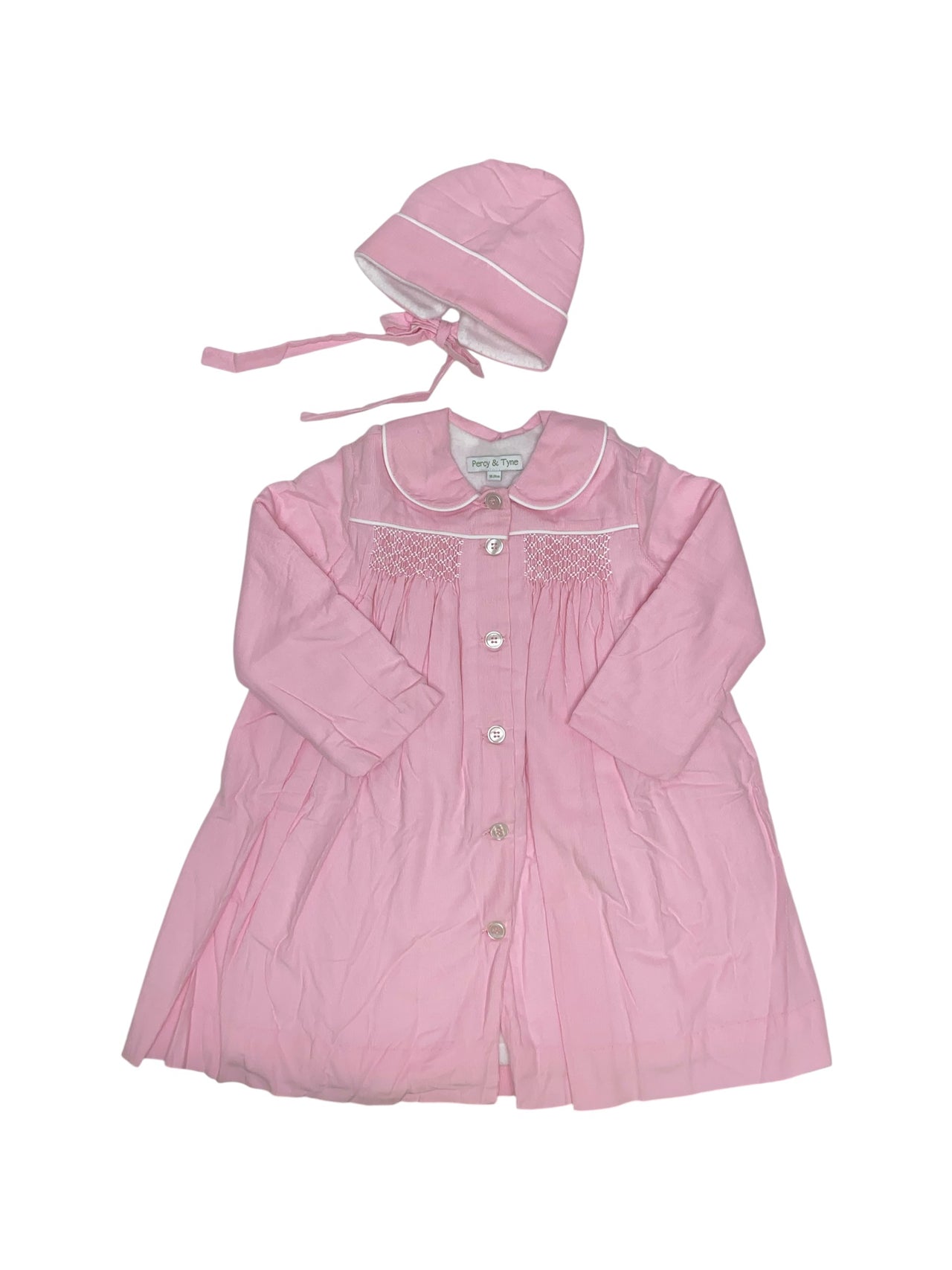 Percy & Tyne  Smocked Coat Pink CorduroyW/ Fleece 5208