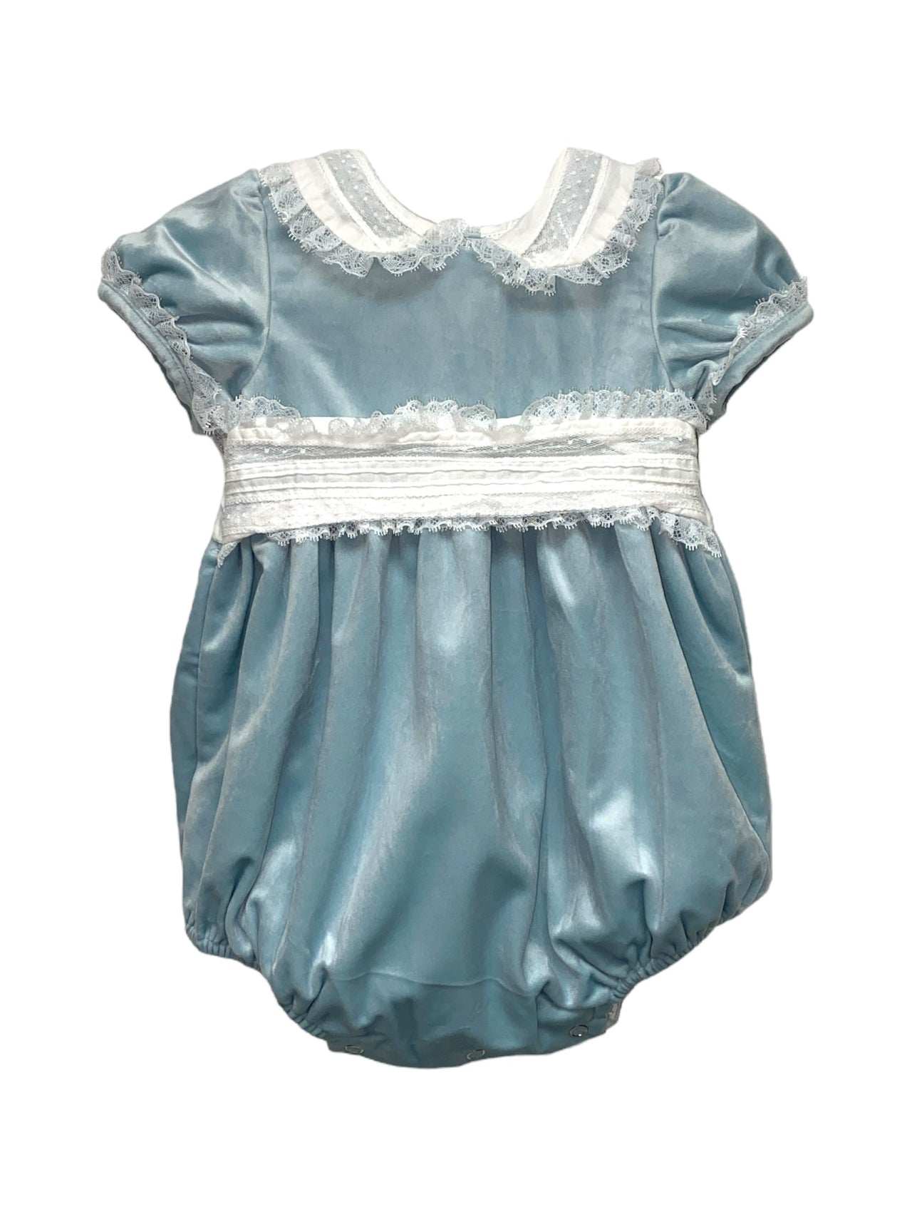 Lulu Bebe Ice Blue Velvet Bubble W/Lace SKY-IBLUVEL 5208