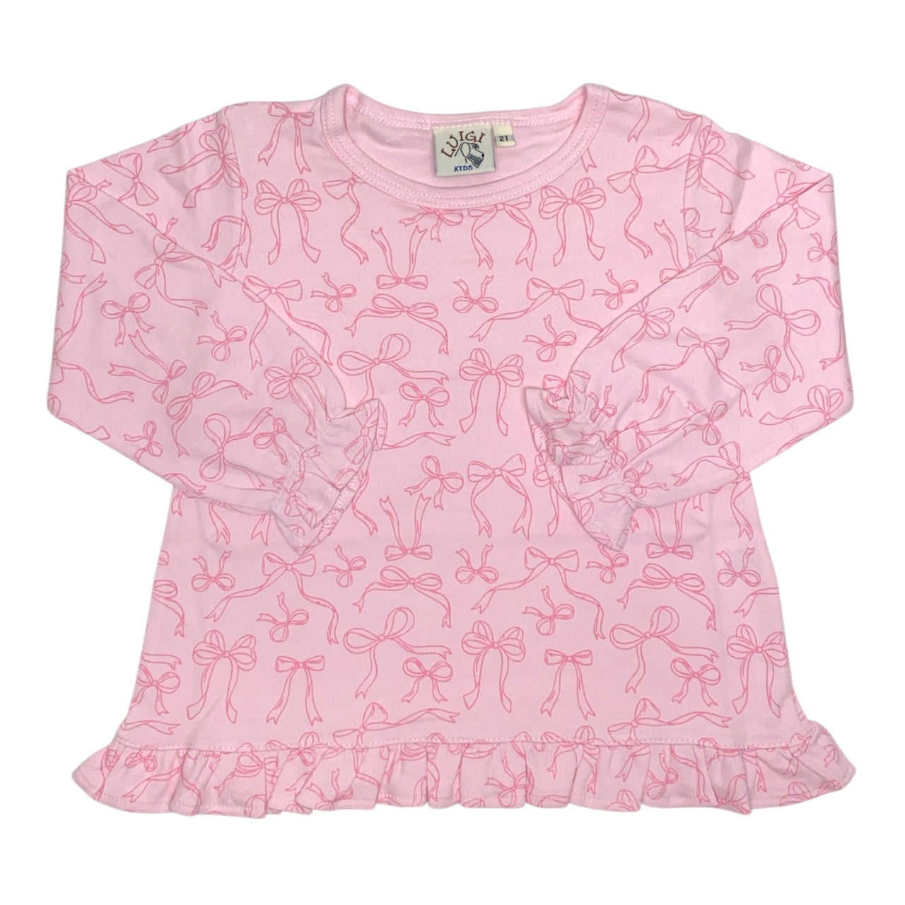 Luigi L/S Swing Top W/Ruff Cuffs & Bottom Lt Pink Bows 5208