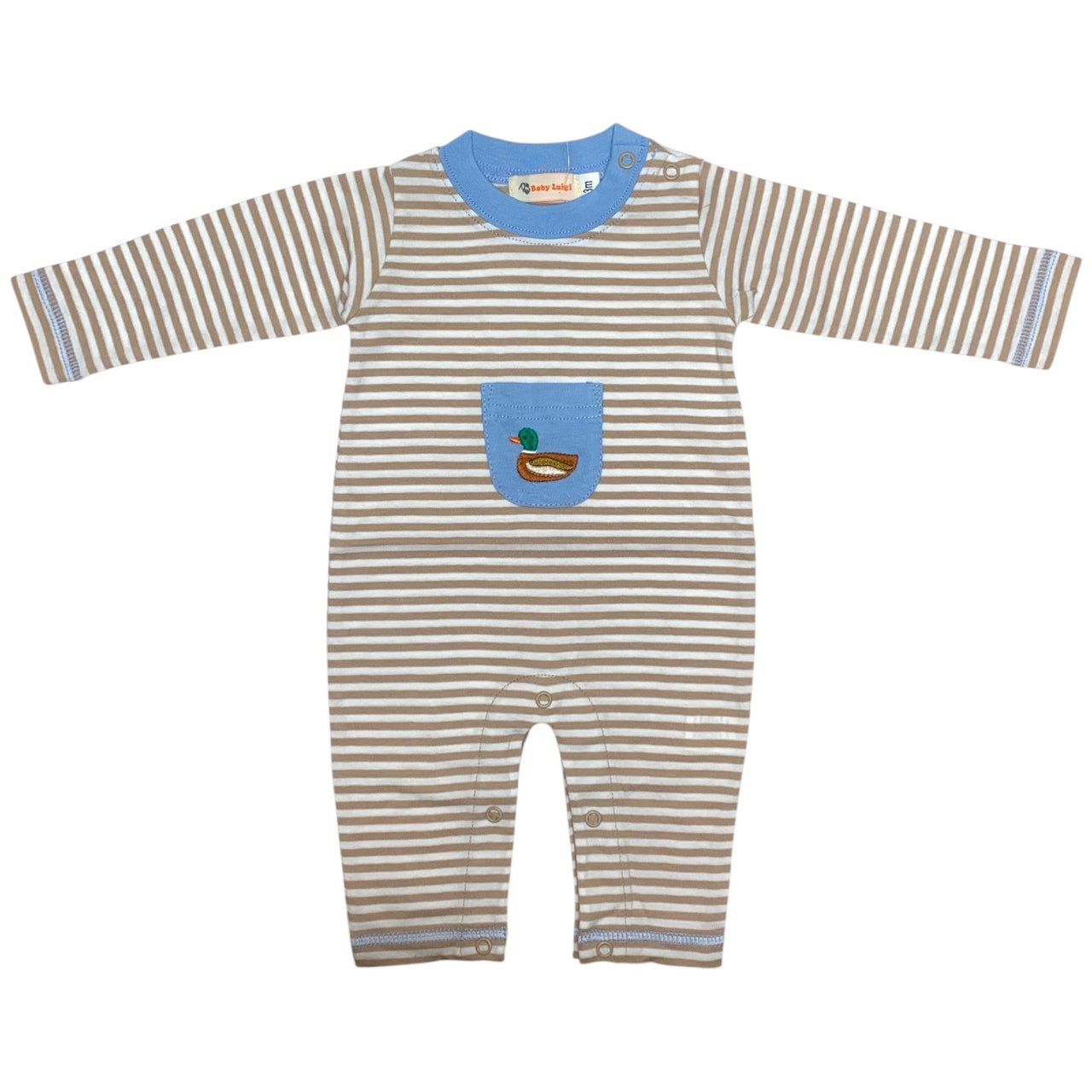 Luigi L/S Bubble Mallard Embroidery Sand/White Stripe 5208