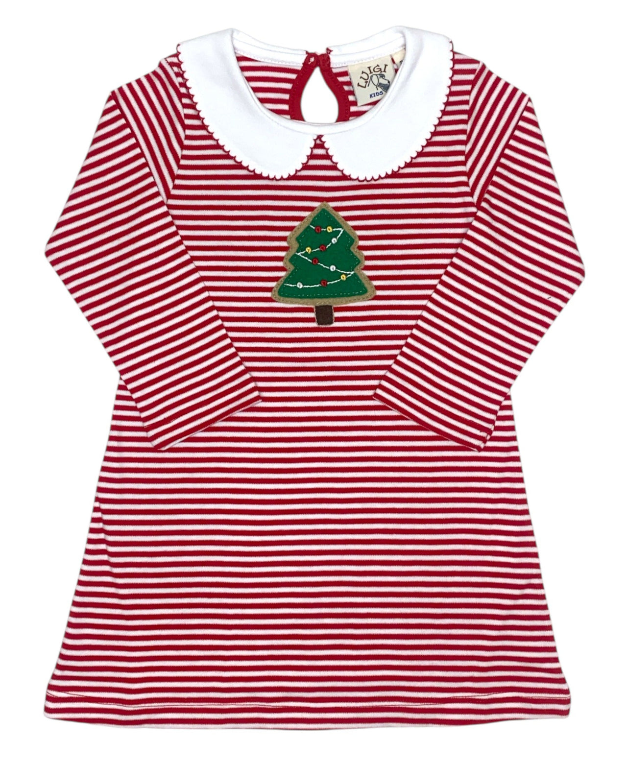 Luigi L/S Dress Red/White Tree Applique 5209
