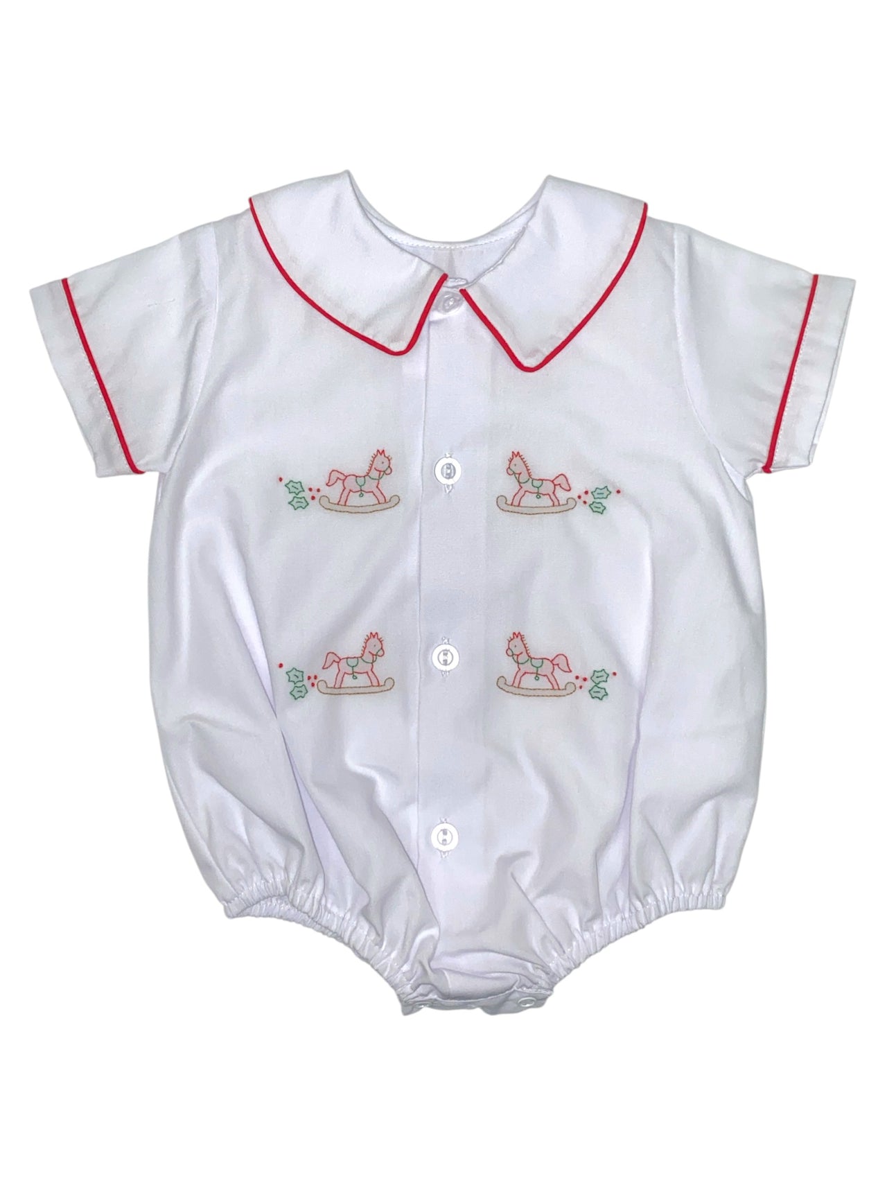 Auraluz White Bubble W/Red Piping XMas Rocking Horse Shadow Emb  620 5209