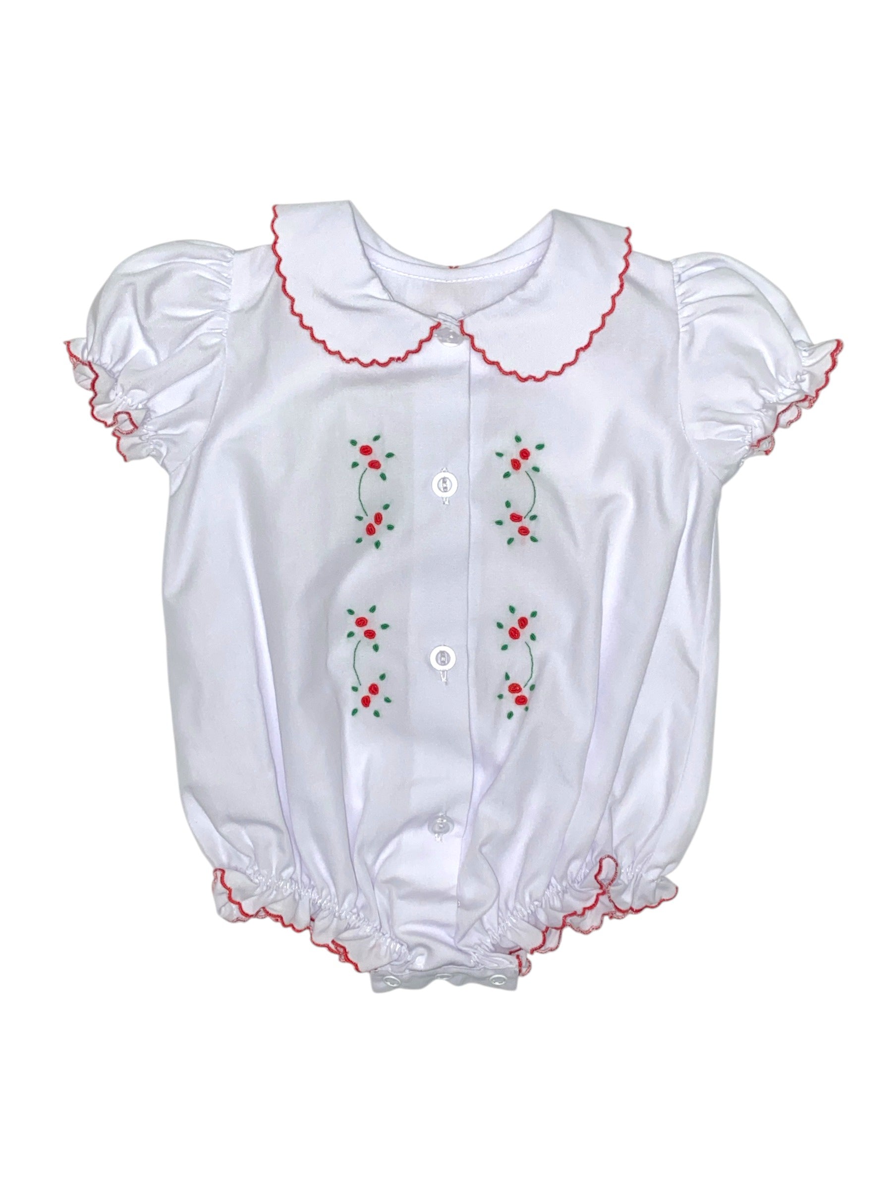 Auraluz Girl White Bubble W/Red Scallop & Red bullion Roses 620 5209