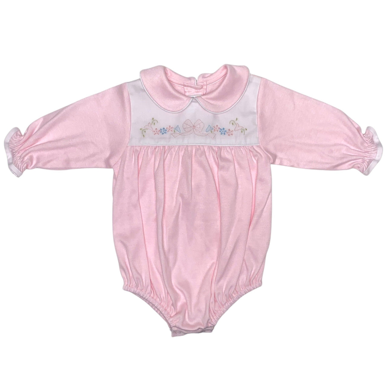 Auraluz Pink/White Long Sleeve Double Knit Bubble W/Shadow Emb Bow & Bullion Flowers 6553 5209
