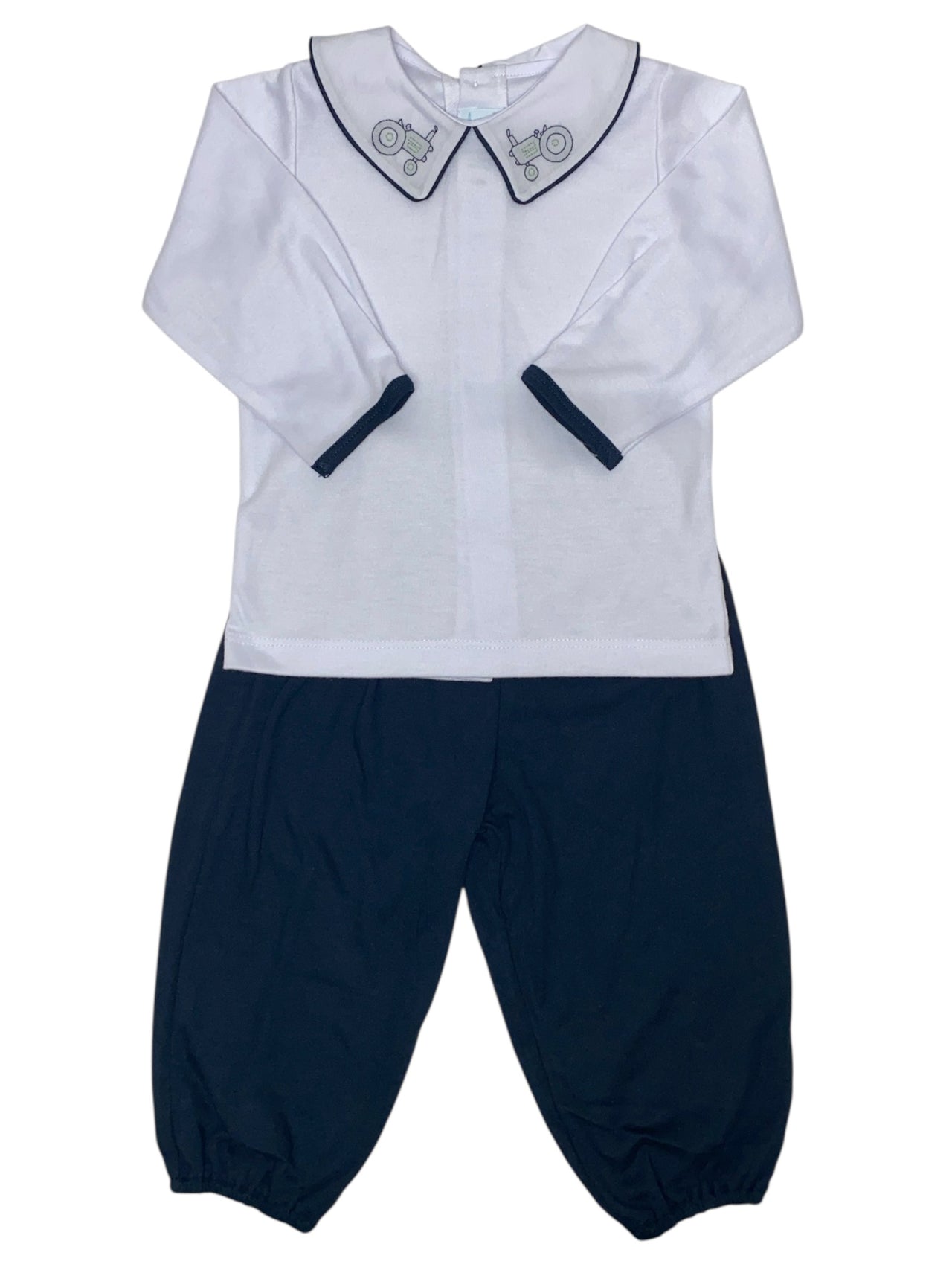 Auraluz Boy 2pc Knit Long Sleeve  Shadow Emb Collar Shirt W/Knit Pants 6855