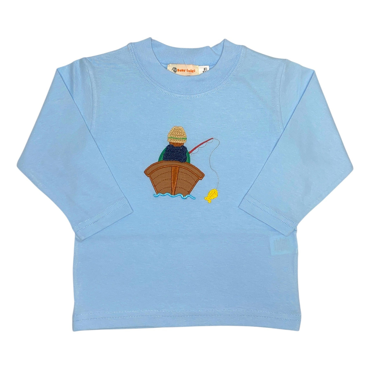 Luigi Boys L/S T-Shirt Lt Sky Blue Fisherman Applique 5210