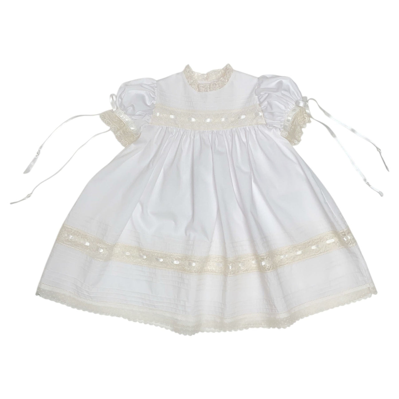 Treasured Memories White Dress W/Ecru Lace & Ribbon S2690 5210