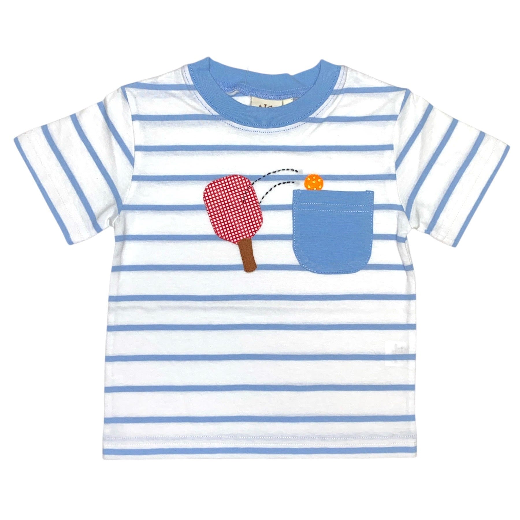 Luigi Boys S/S T-Shirt White/Blue Stripe Paddle W/Ball T077S-13555 5212