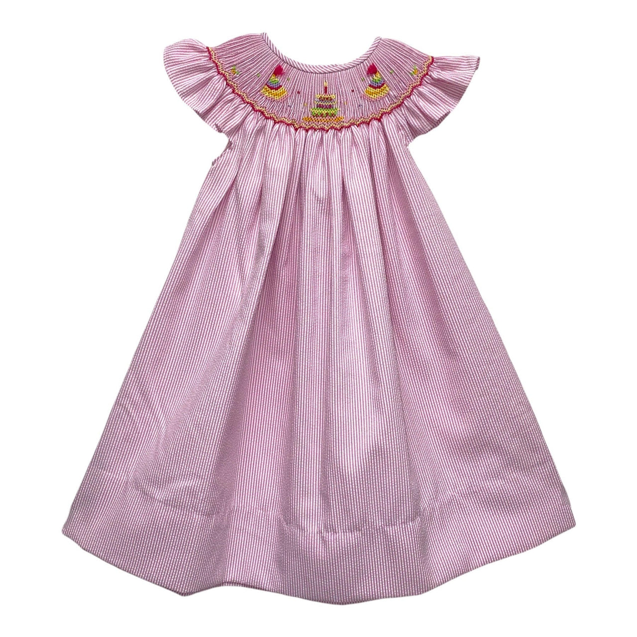 Rosalina Angel Wing Bishop Smocked Birthday Pink/White 10013 5301