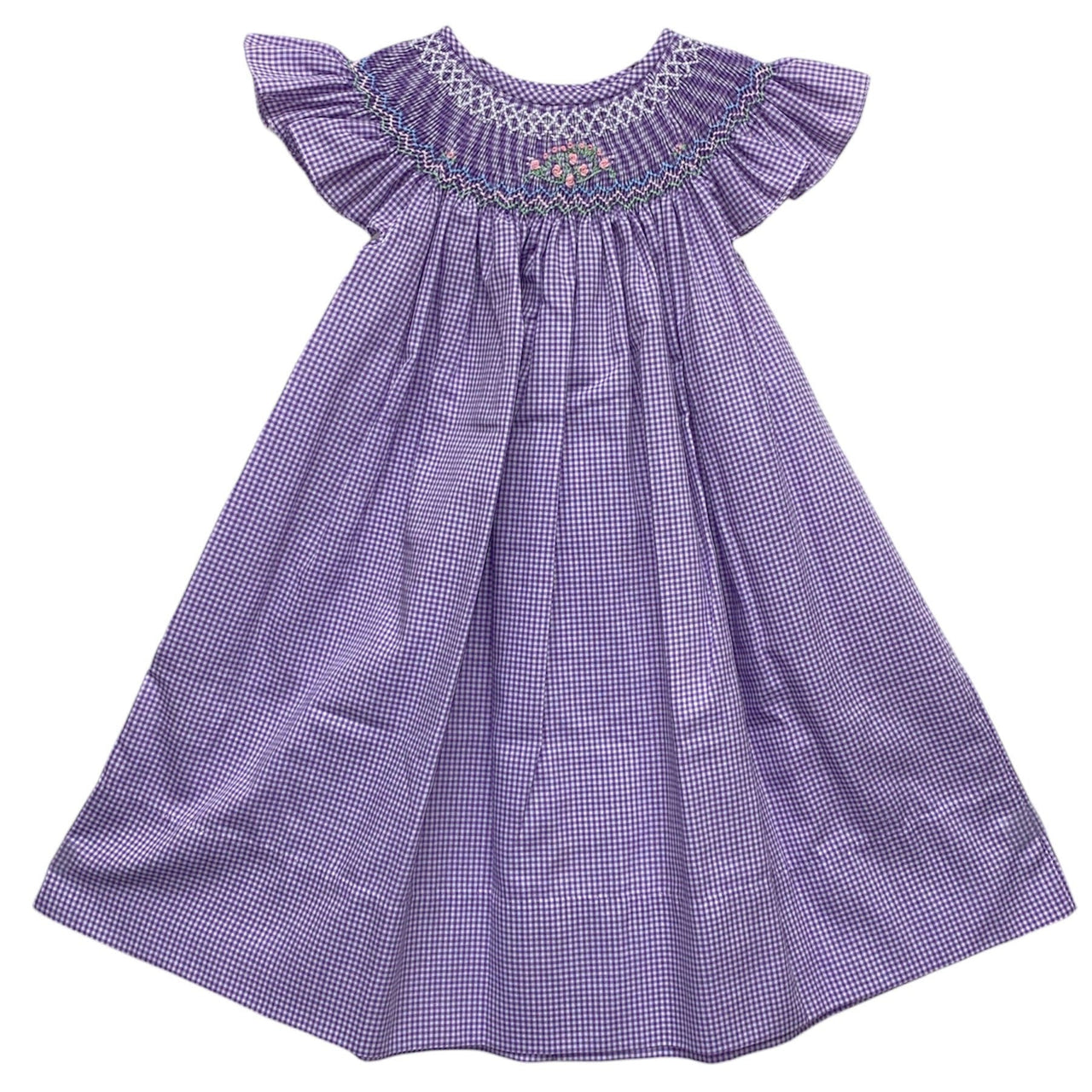 Rosalina Angel Wing Bishop Lavender Gingham W/Pink Bullion Roses 10076 5301