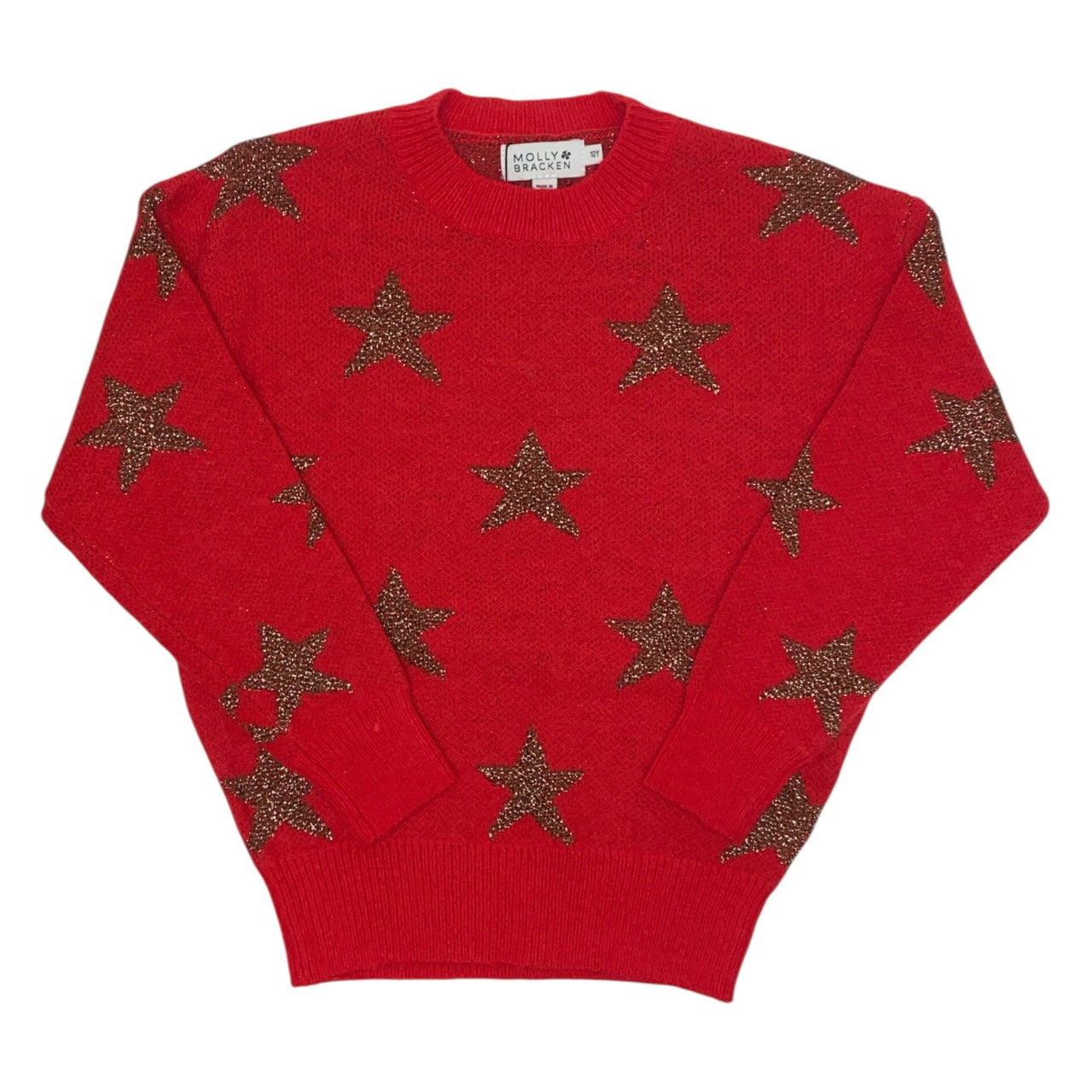 Molly Bracken Red Coral Girls Knitted Sweater W/Stars MMLA855DN 5208