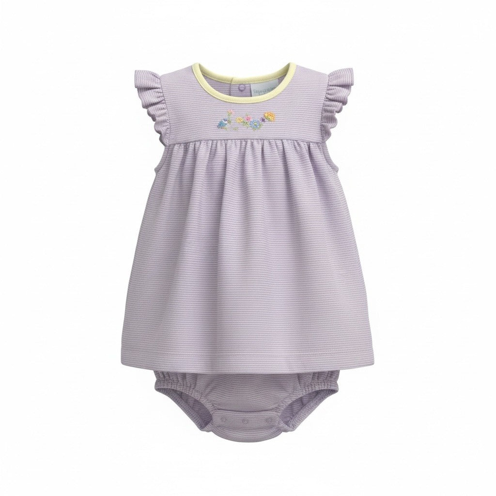 Squiggles Bluebird Song Apron Front Romper W/Flutter Sleeve 173/642/25MS 5301