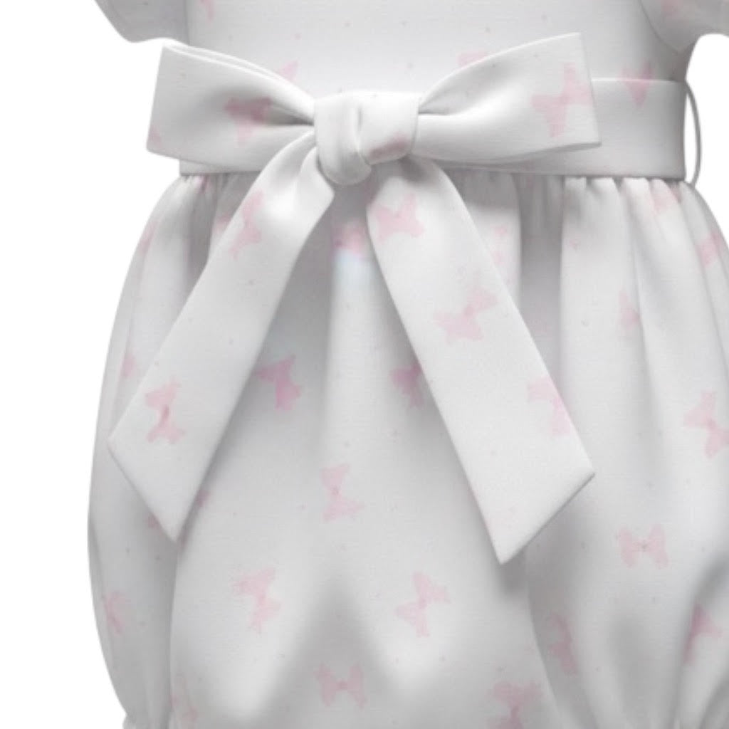Lulu Bebe Pink Bow W/Ruffle Scallop Collar Bubble Gracie-3-Bows