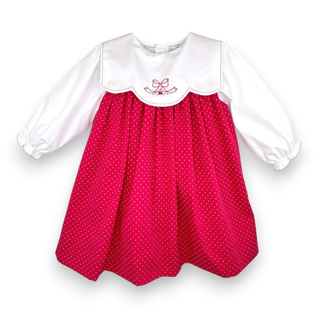 Petit Ami Red Jumper/Shirt W/Emb Scallop Collar 4011 5309