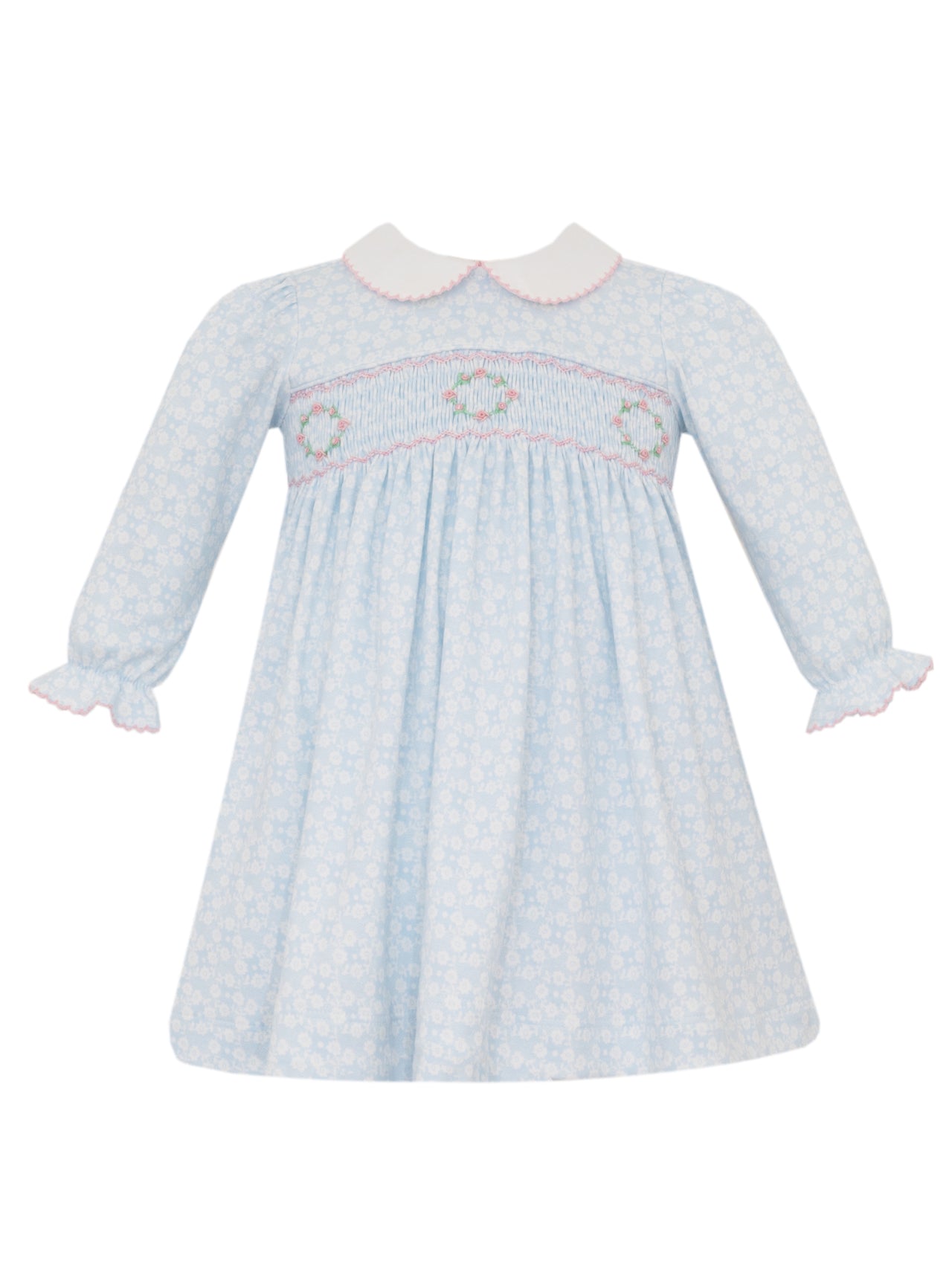 Petit Bebe Lt Blue Floral Print Knit Dress L/S Pauline 403DL-MH25 5210
