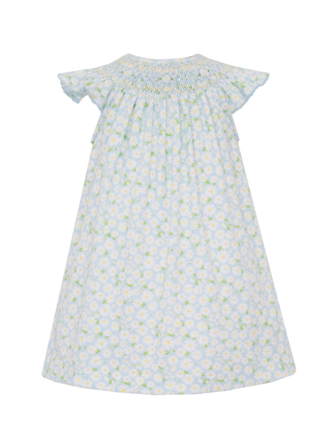 Petit Bebe Spring Daisies Blue Daisies Knit Print Angel Wing Bishop 404B-MS26 5302