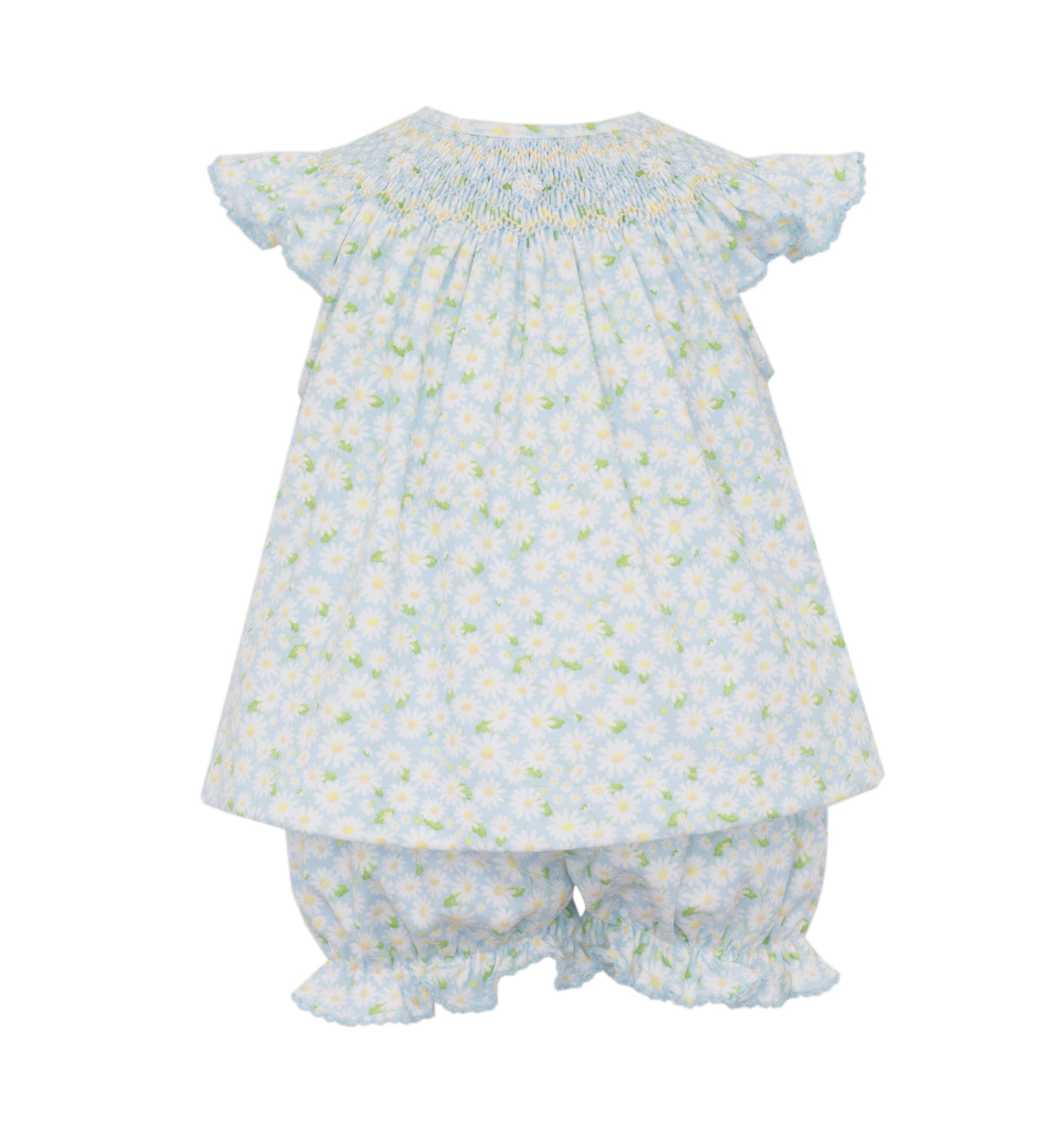 Petit Bebe Spring Daisies Blue Daisies Knit Print Angel Wing Bishop Bloomer Set 404C-MS26 5302