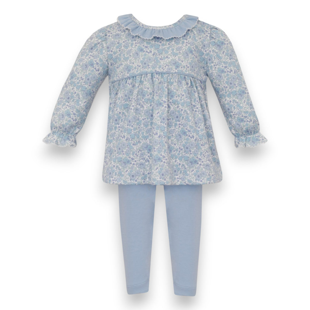 Petit Bebe Joy Blue Liberty Knit Print Tunic Set W/Blue Leggings L/S 405N-MF26 5308
