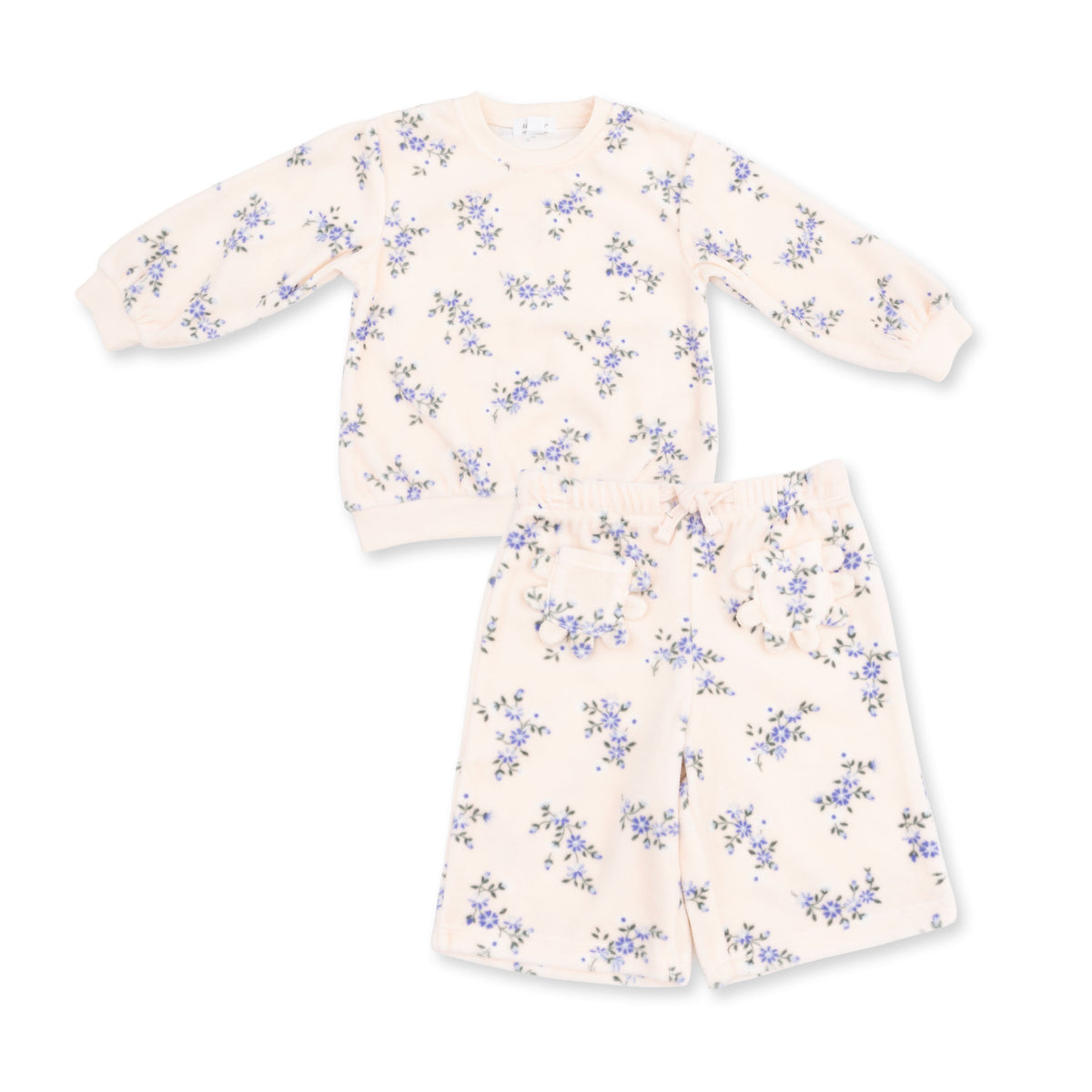 Angel Dear Sweet Hanna Floral Velour Oversized Sweatshirt & Wide Leg Pant 410V-F26-HAF