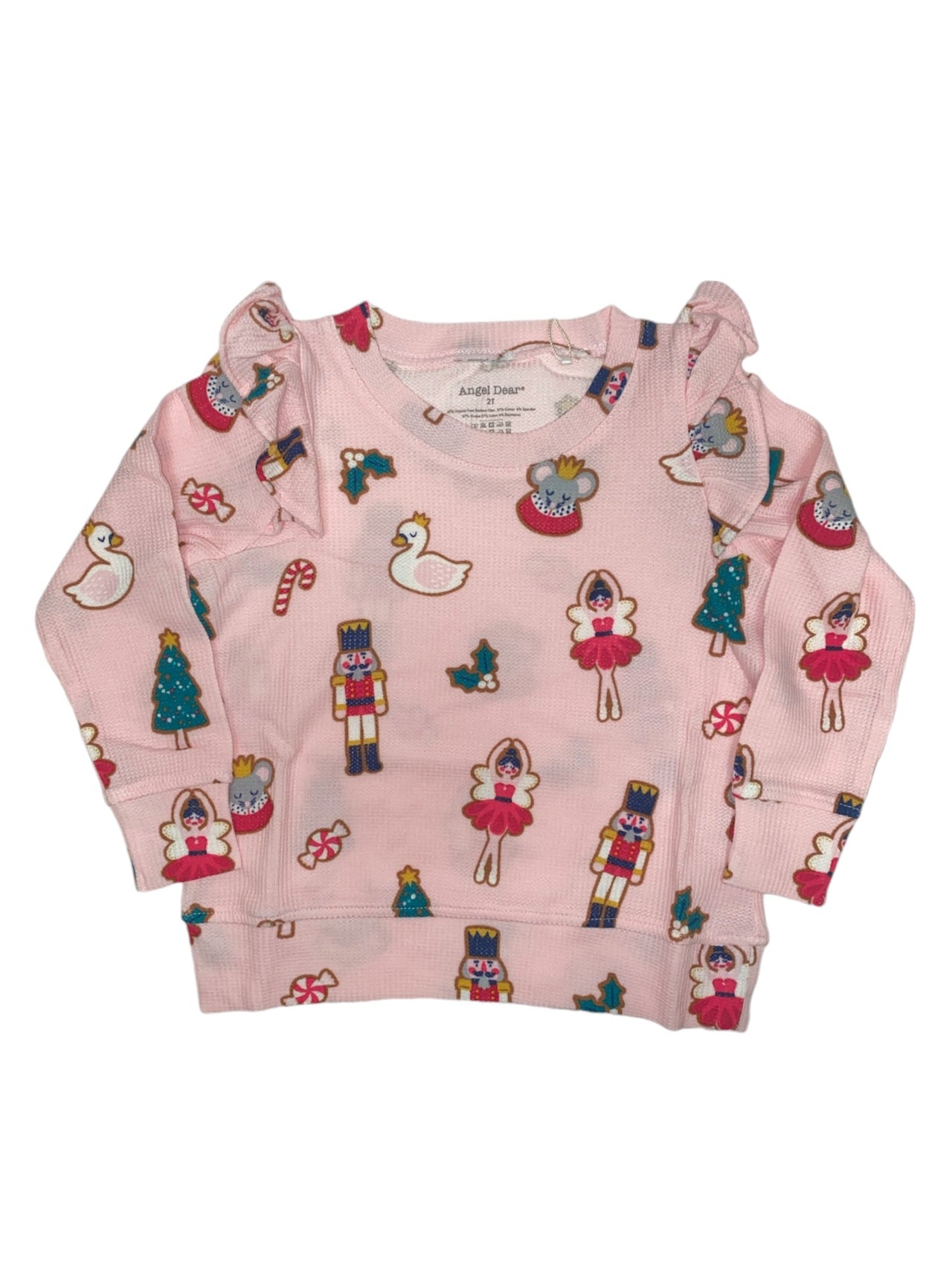 Angel Dear Sugar Plum Fairy Christmas Cookie Pink Ruffle Sweatshirt 411-F24-NUP 5110