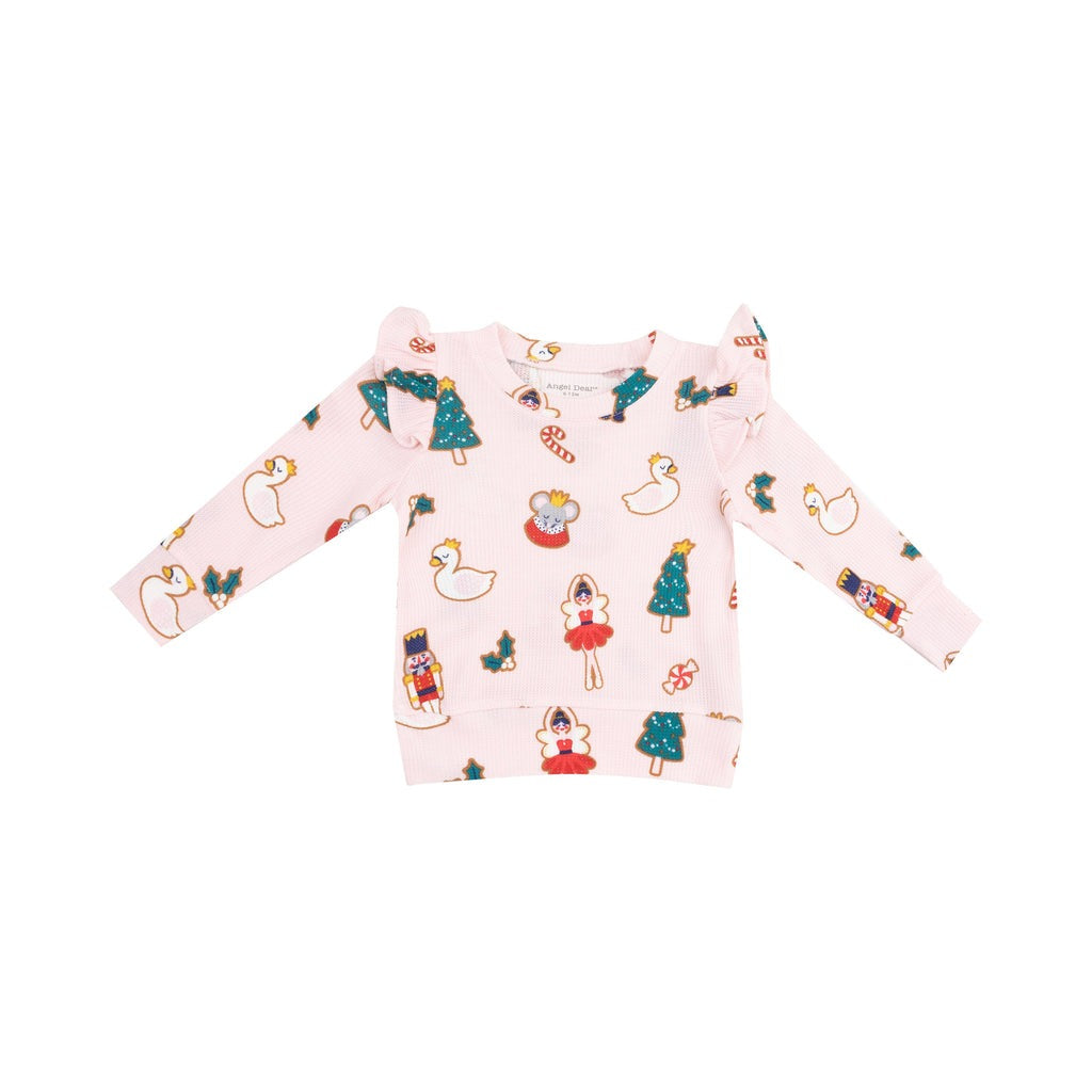 Angel Dear Sugar Plum Fairy Christmas Cookie Pink Ruffle Sweatshirt 411-F24-NUP 5110