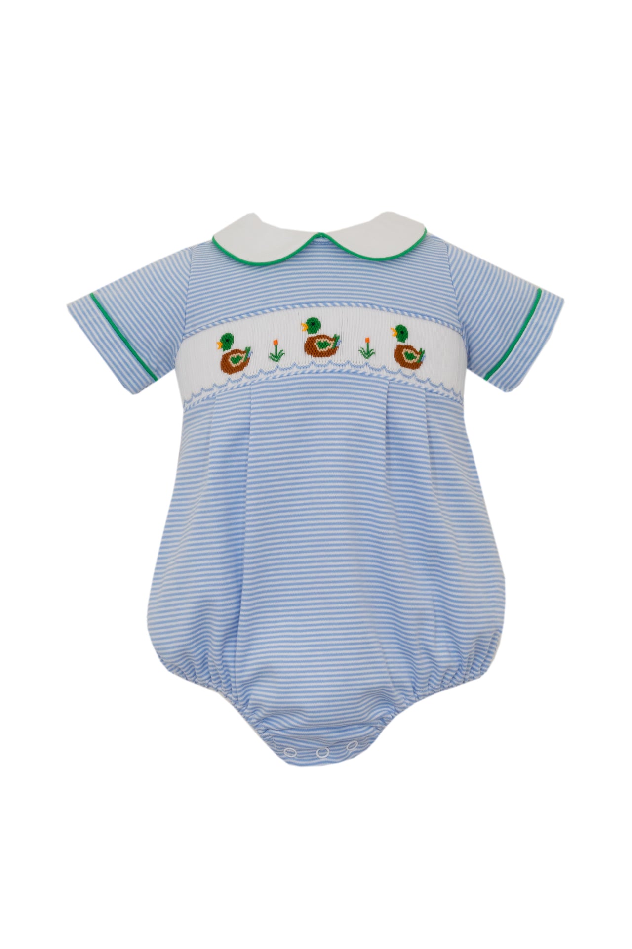 Petit Bebe Mallard Duck Blue Stripe Knit Boy's Bubble S/S 423BB-MF24 5109