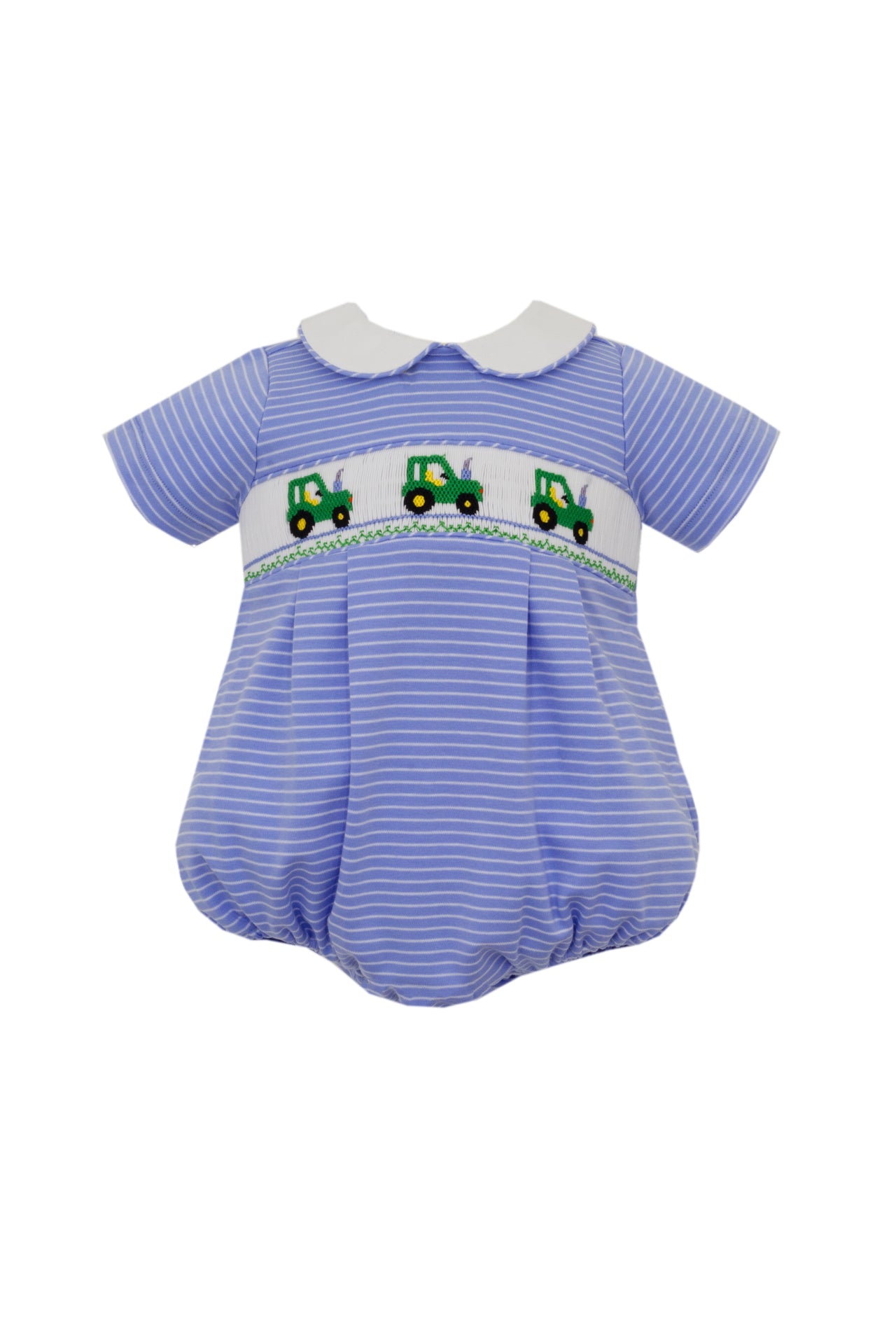 Petit Bebe Tractor Periwinkle Blue Stripe Boy's Short Bubble 426BB-MF24 5106