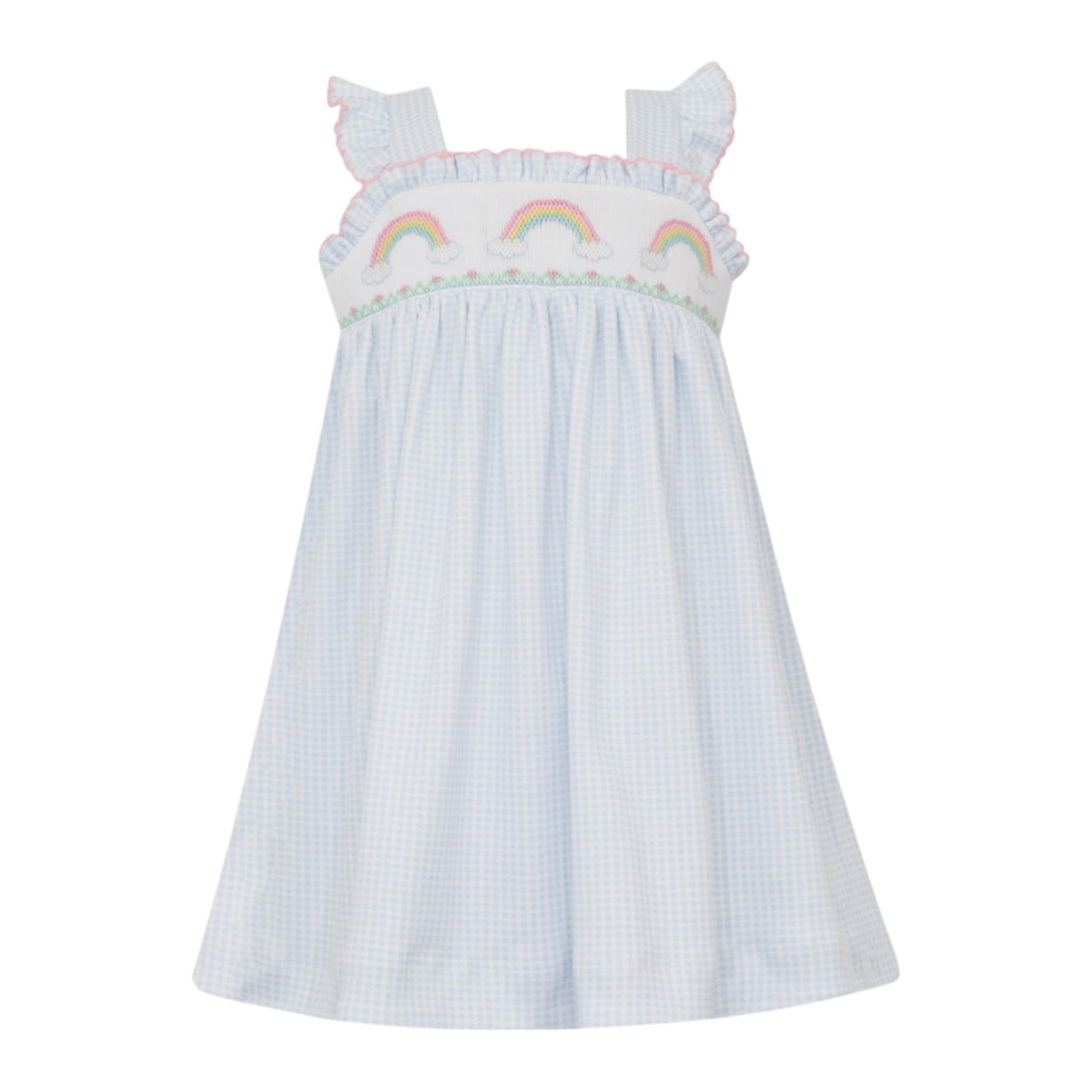 Petit Bebe Rainbow Lt Blue Gingham Knit Strap Sundress 427D-MS25 5201